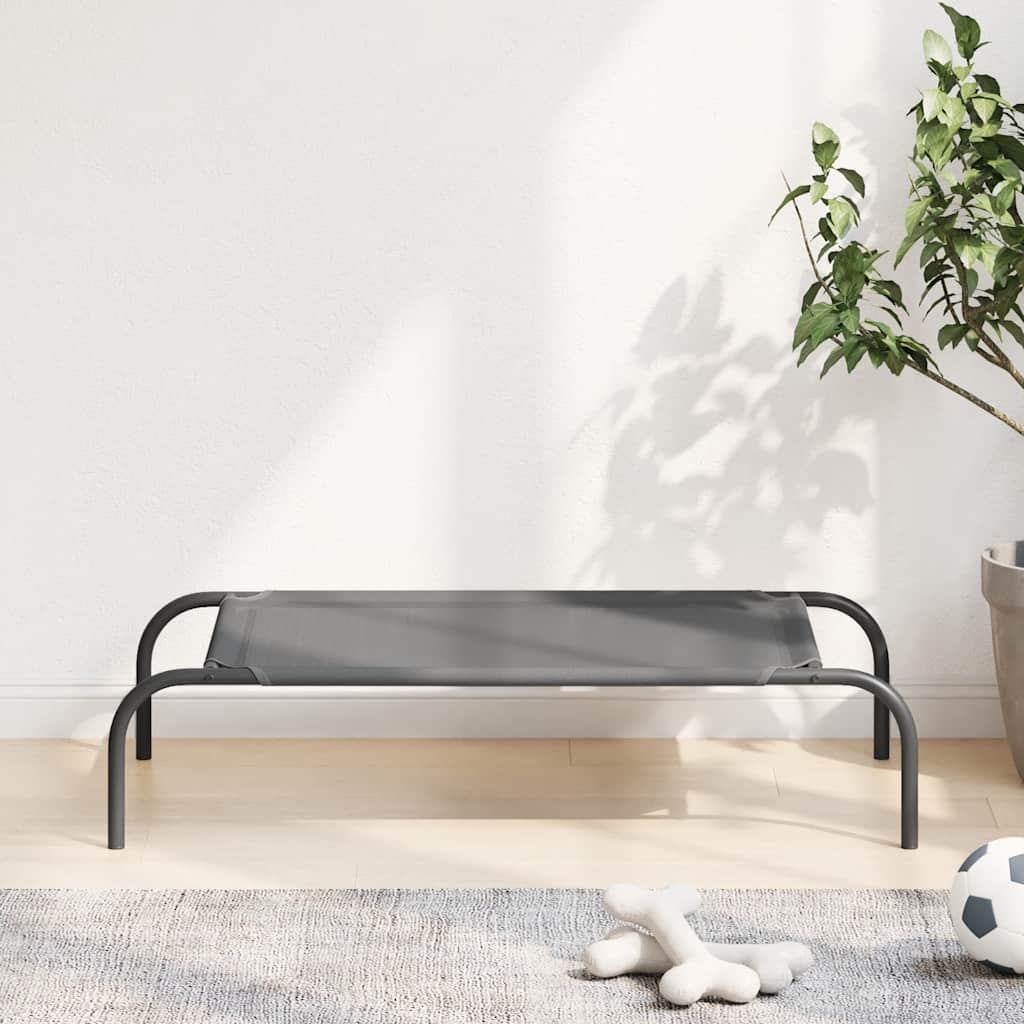 vidaXL Pat înălțat pentru câini gri 90x50x20 cm Textilenă și oțel vidaXL Pat înălțat pentru câini gri 90x50x20 cm Textilenă și oțel