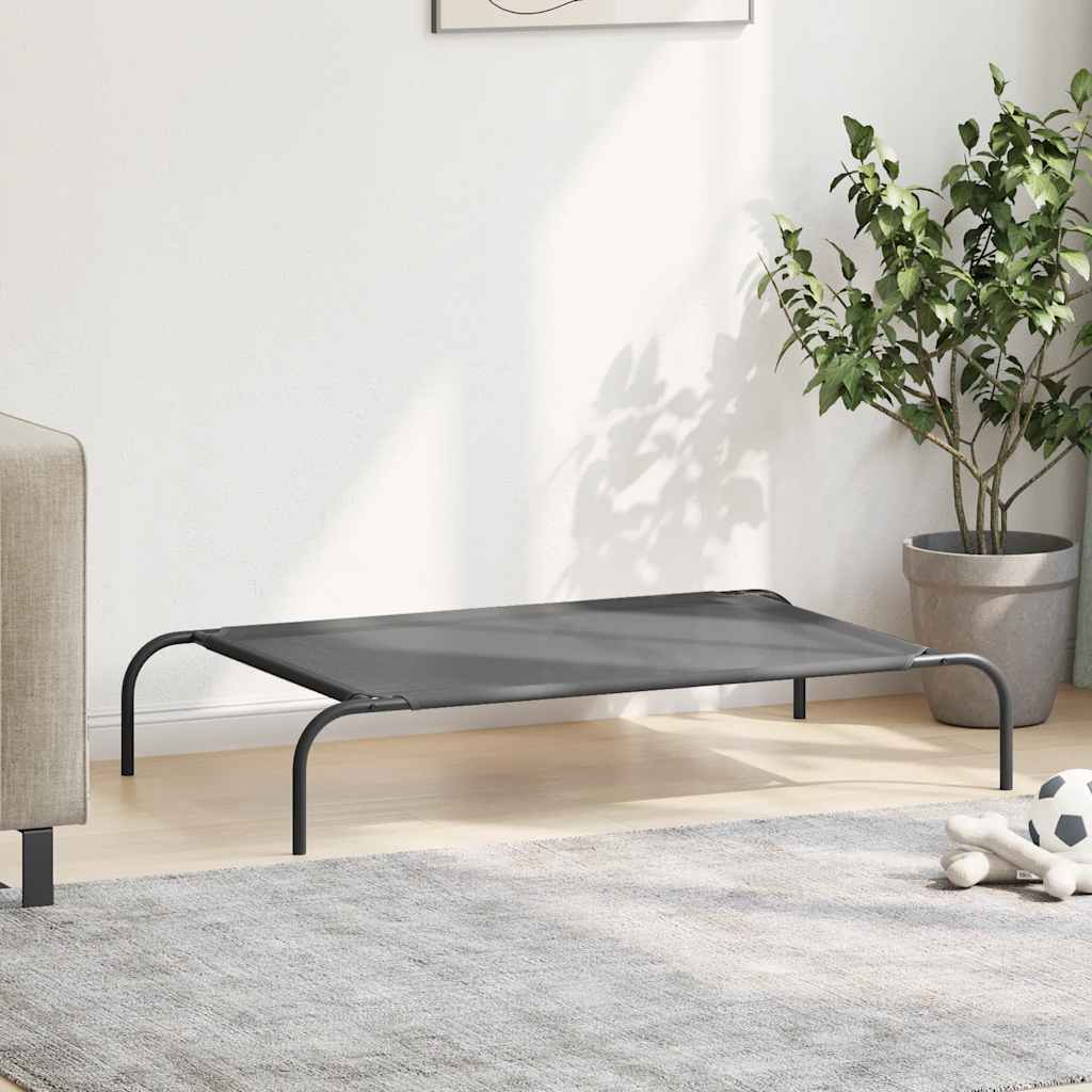 vidaXL Pat înălțat pentru câini gri 110x65x20 cm Textilenă și oțel vidaXL Pat înălțat pentru câini gri 110x65x20 cm Textilenă și oțel