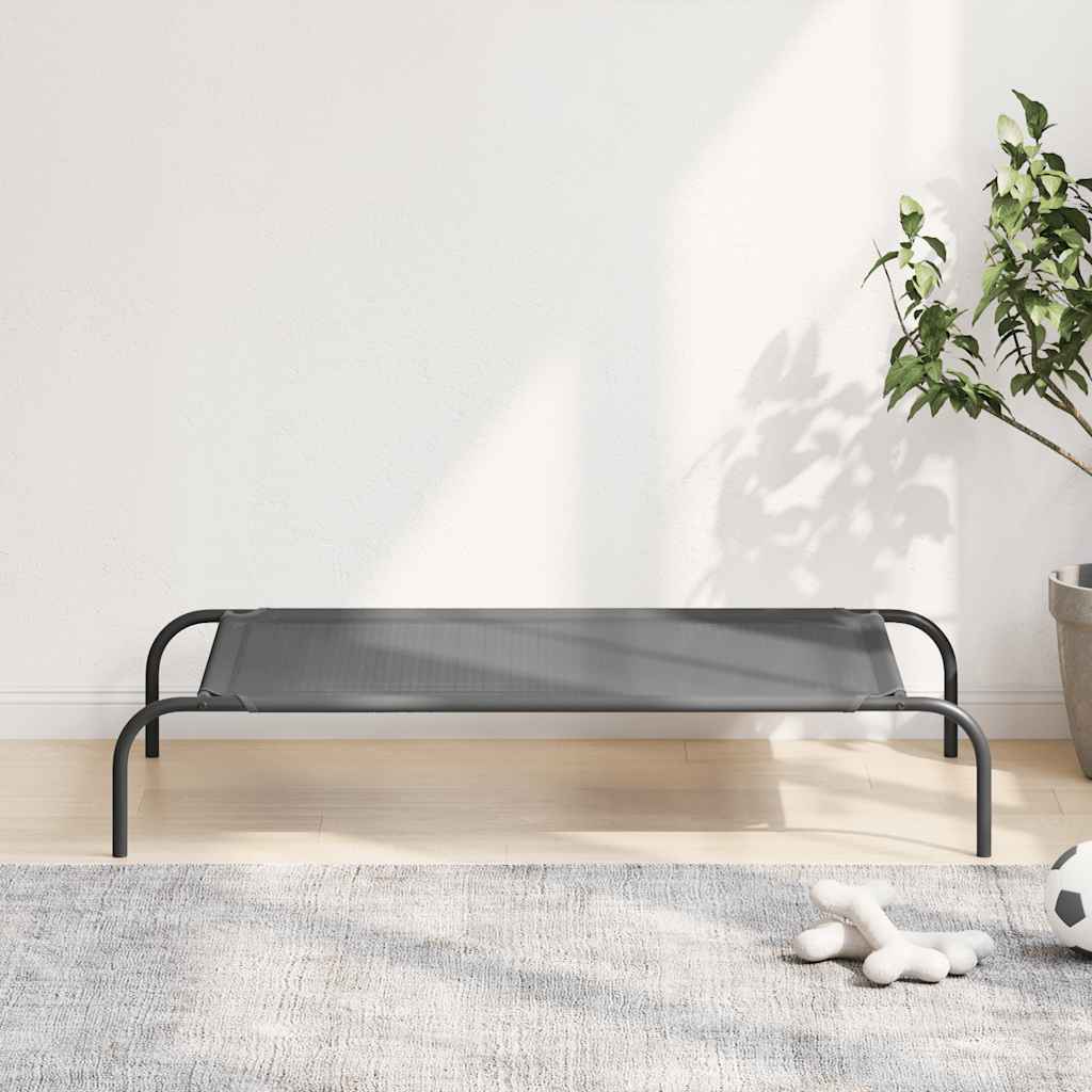 vidaXL Pat înălțat pentru câini gri 110x65x20 cm Textilenă și oțel vidaXL Pat înălțat pentru câini gri 110x65x20 cm Textilenă și oțel