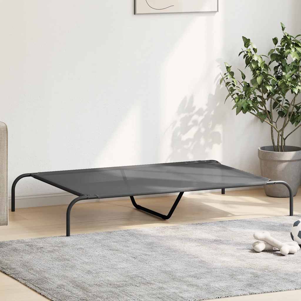 vidaXL Pat înălțat pentru câini gri 130x80x20 cm Textilenă și oțel vidaXL Pat înălțat pentru câini gri 130x80x20 cm Textilenă și oțel