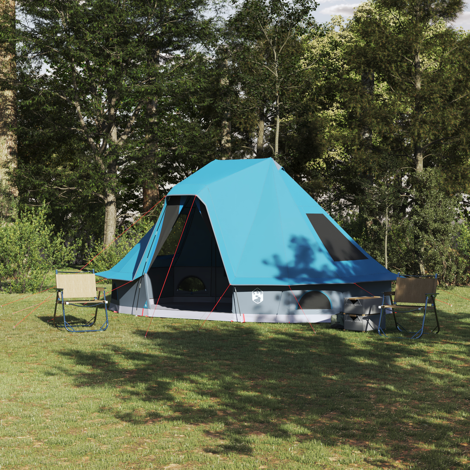 vidaXL Cort de familie Tipi cu acoperiș albastru 466 x 310 x 240 cm vidaXL Cort de familie Tipi cu acoperiș albastru 466 x 310 x 240 cm