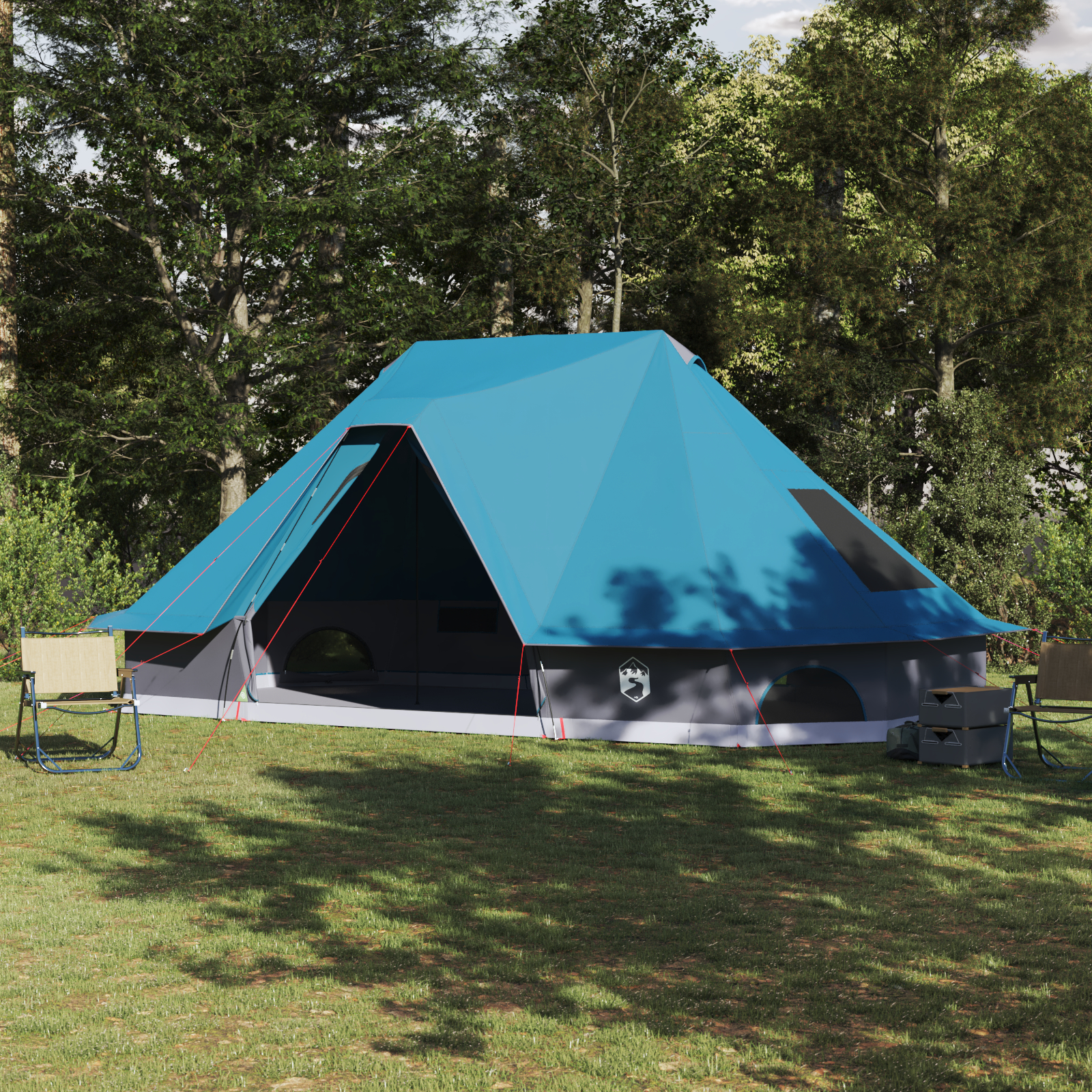 vidaXL Cort de familie Tipi cu acoperiș albastru 680 x 430 x 270 cm vidaXL Cort de familie Tipi cu acoperiș albastru 680 x 430 x 270 cm
