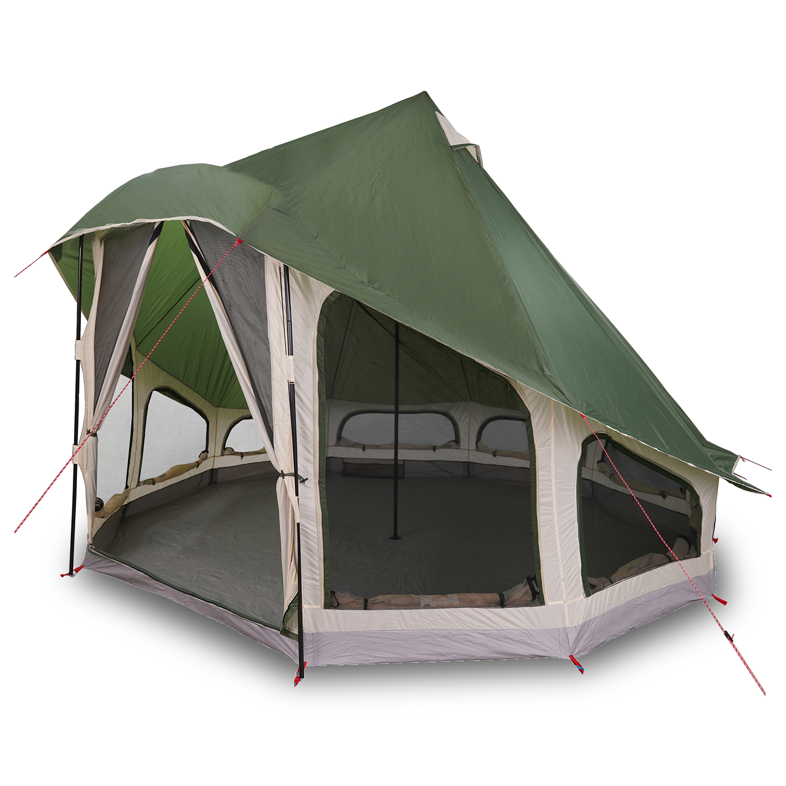 vidaXL Cort Familial Tipi Verde 6 Persoane Impermeabil