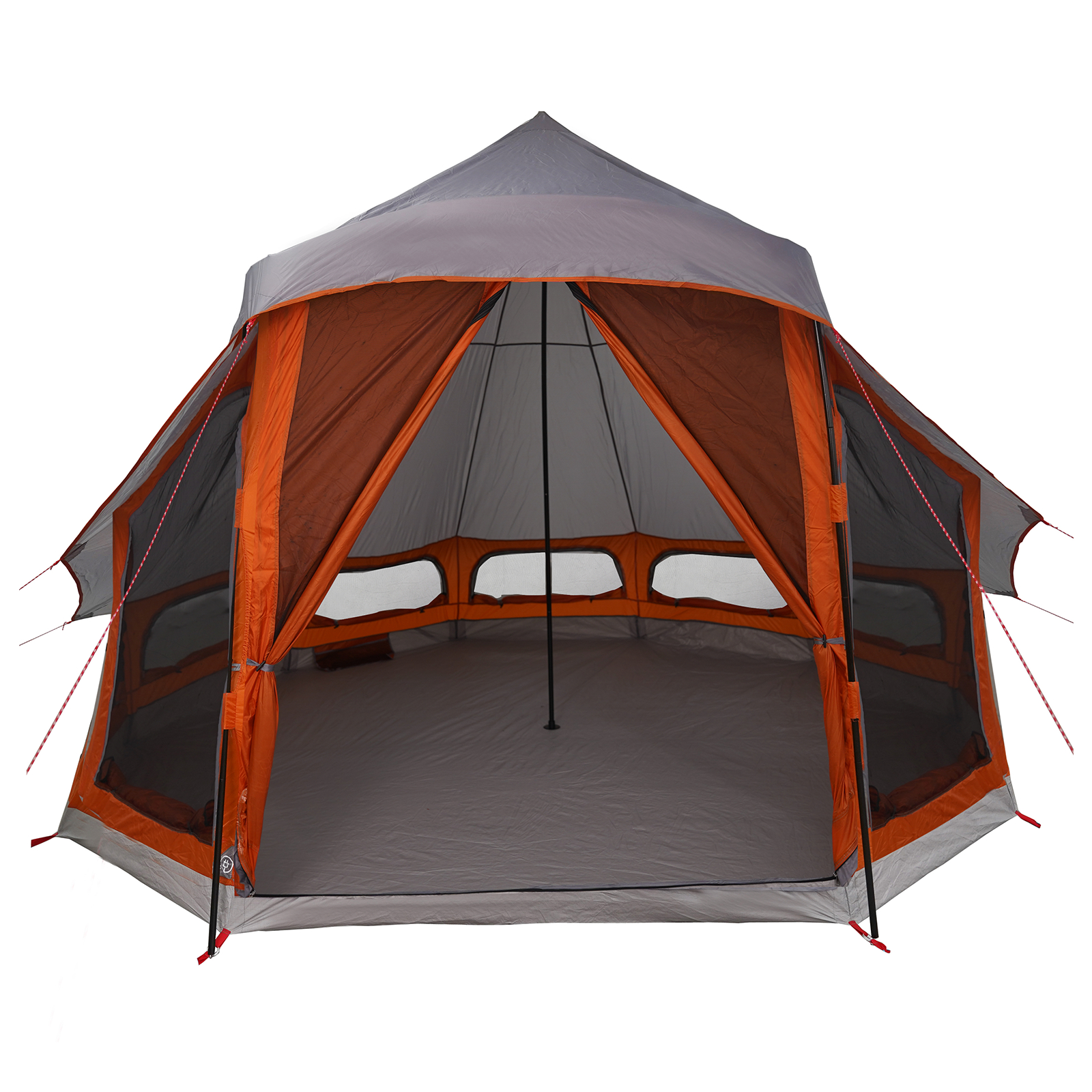 vidaXL Cort de familie Tipi Gri și Portocalie 404 x 370 x 270 cm vidaXL Cort de familie Tipi Gri și Portocalie 404 x 370 x 270 cm