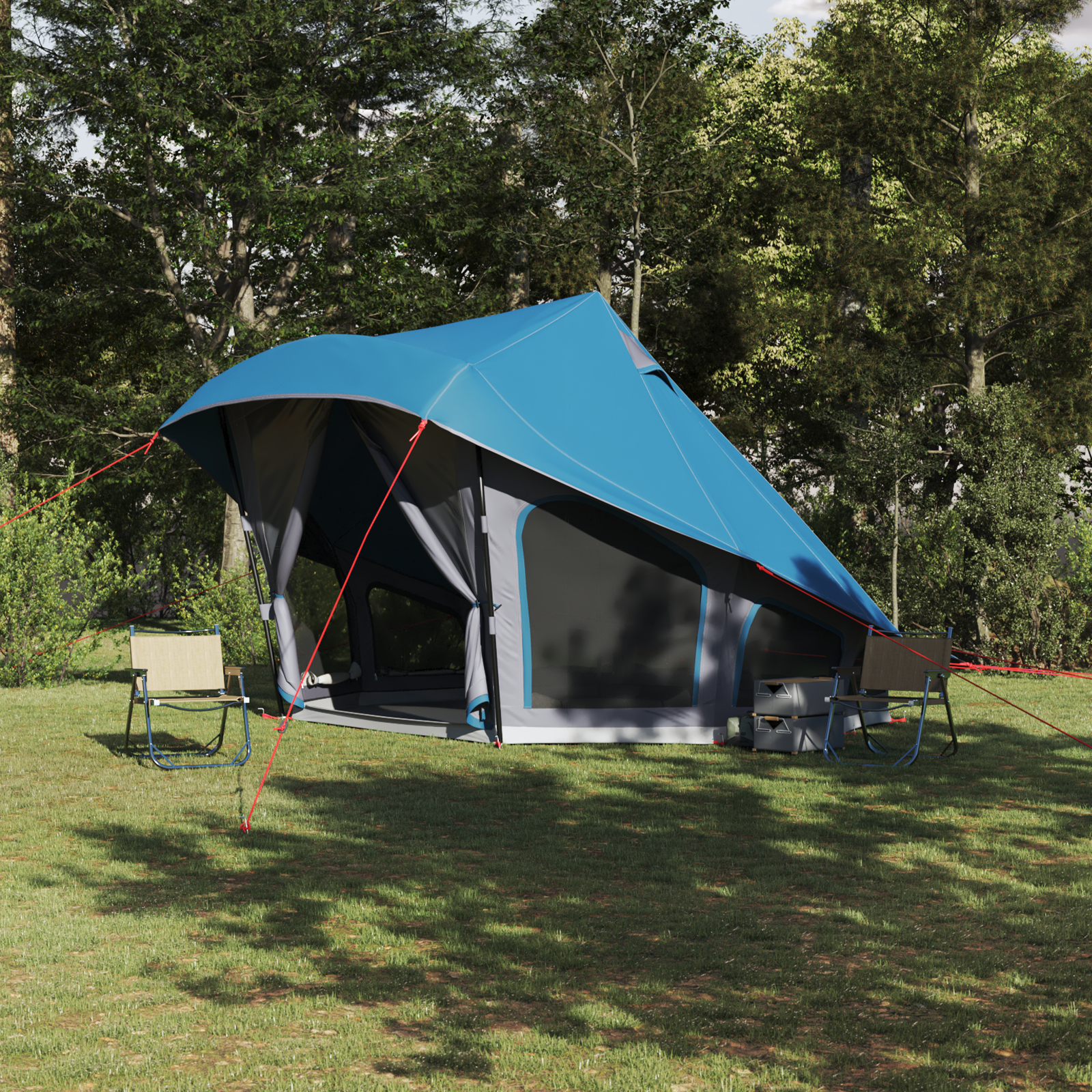 vidaXL Cort Familial Tipi Albastru 10-Persoane Impermeabil