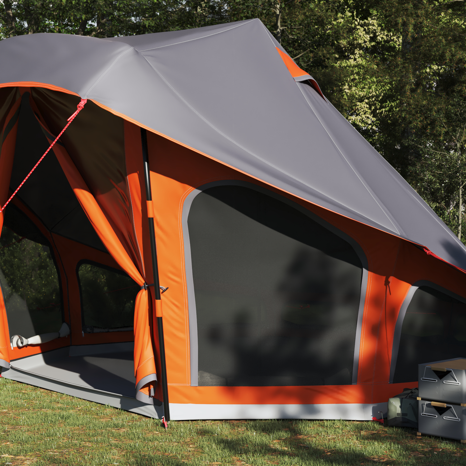 vidaXL Cort de familie Tipi Gri și Portocalie 508 x 470 x 300 cm vidaXL Cort de familie Tipi Gri și Portocalie 508 x 470 x 300 cm