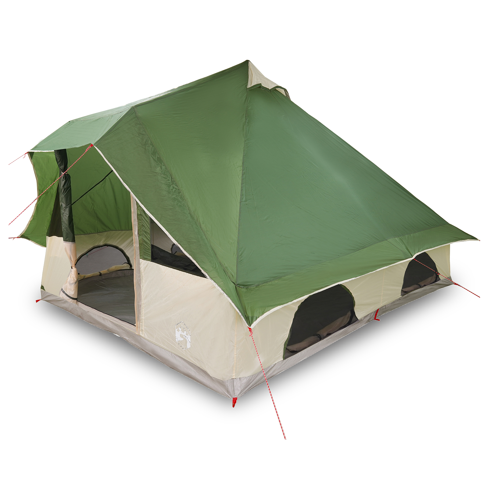 vidaXL Cort de familie Tipi Manual Verde și Bej 358 x 296 x 258 cm vidaXL Cort de familie Tipi Manual Verde și Bej 358 x 296 x 258 cm