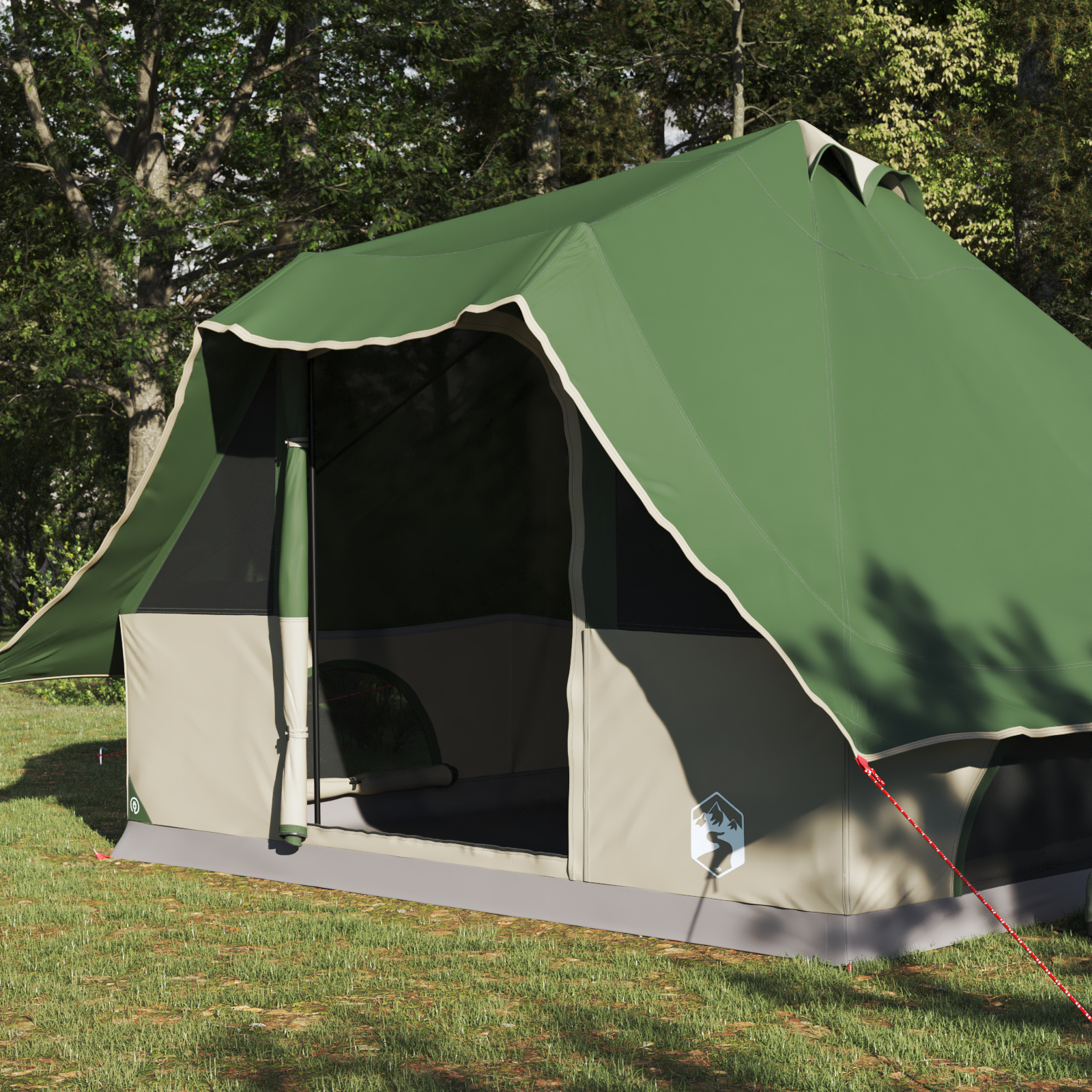 vidaXL Cort de familie Tipi Manual Verde și Bej 358 x 296 x 258 cm vidaXL Cort de familie Tipi Manual Verde și Bej 358 x 296 x 258 cm