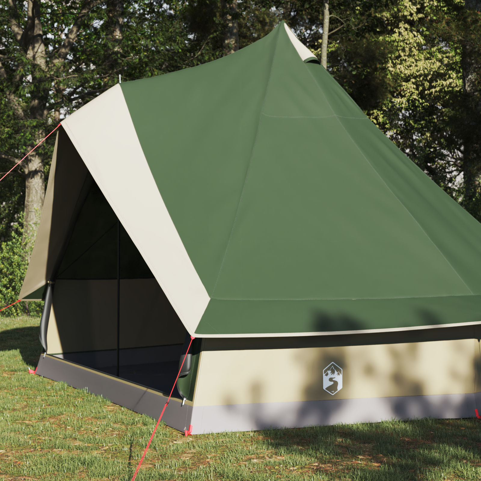 vidaXL Cort de familie Tipi Manual Verde și bej 400 x 346 x 250 cm vidaXL Cort de familie Tipi Manual Verde și bej 400 x 346 x 250 cm