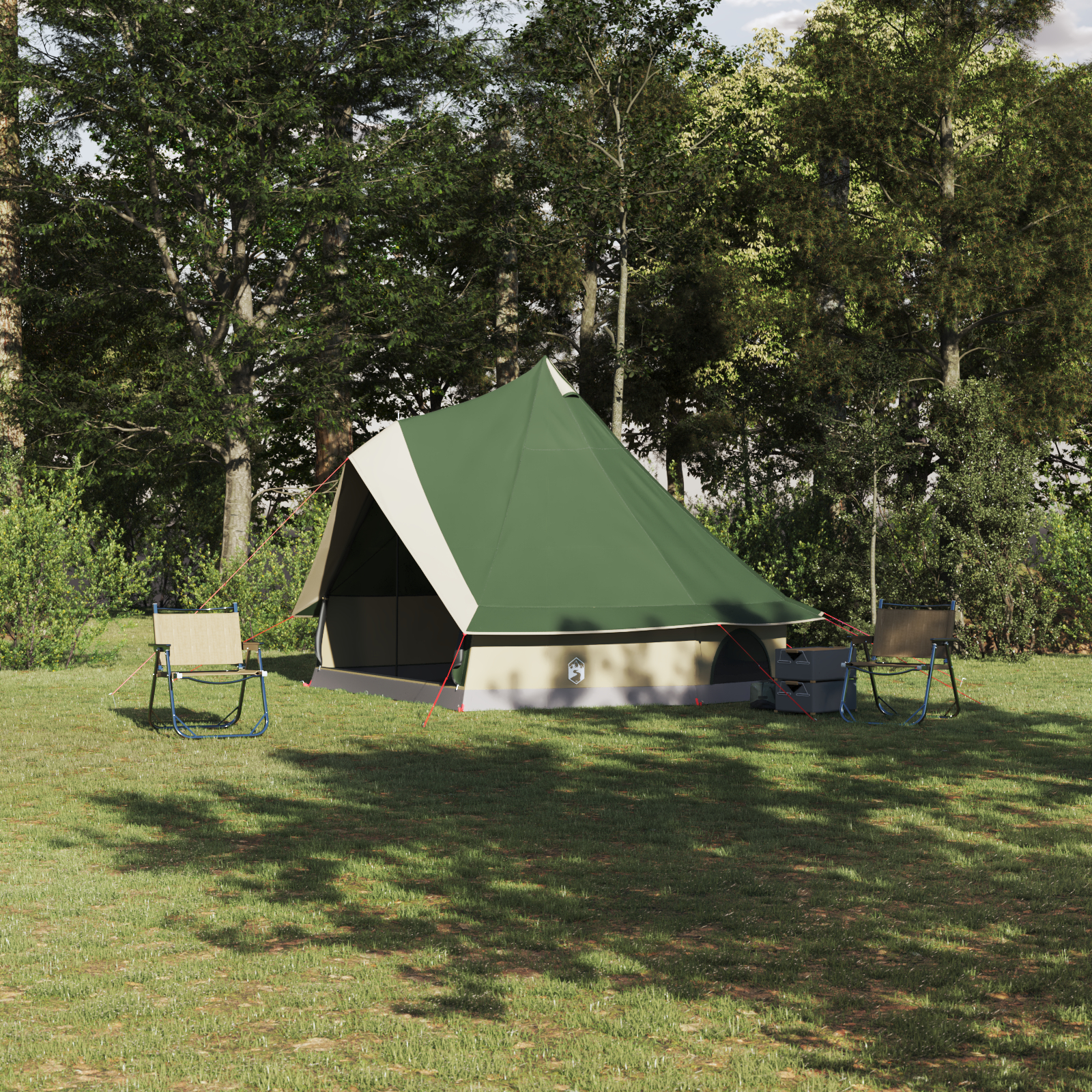 vidaXL Cort de familie Tipi Manual Verde și bej 400 x 346 x 250 cm vidaXL Cort de familie Tipi Manual Verde și bej 400 x 346 x 250 cm