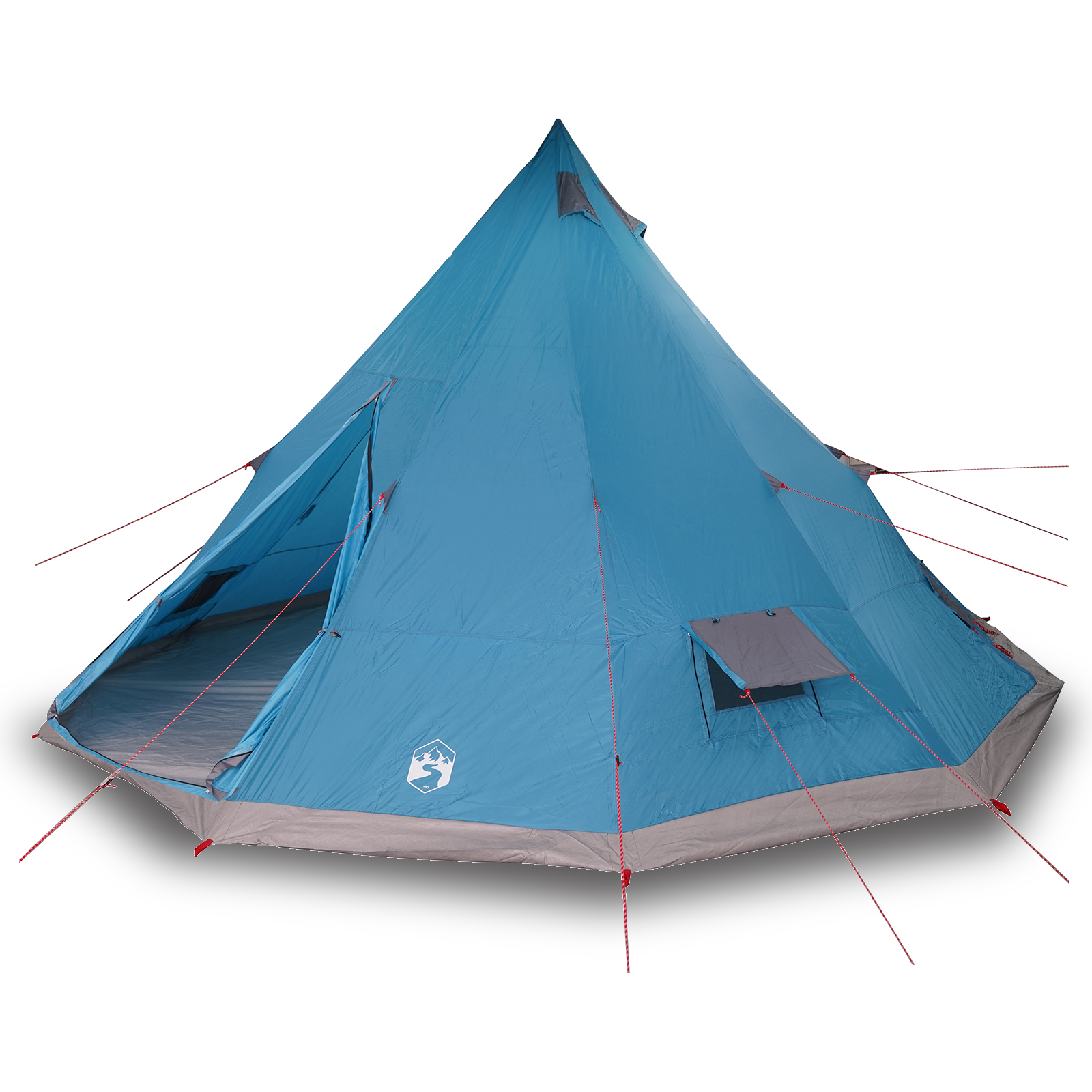 vidaXL Cort de familie Tipi Manual Albastru și Gri 560 x 560 x 300 cm vidaXL Cort de familie Tipi Manual Albastru și Gri 560 x 560 x 300 cm
