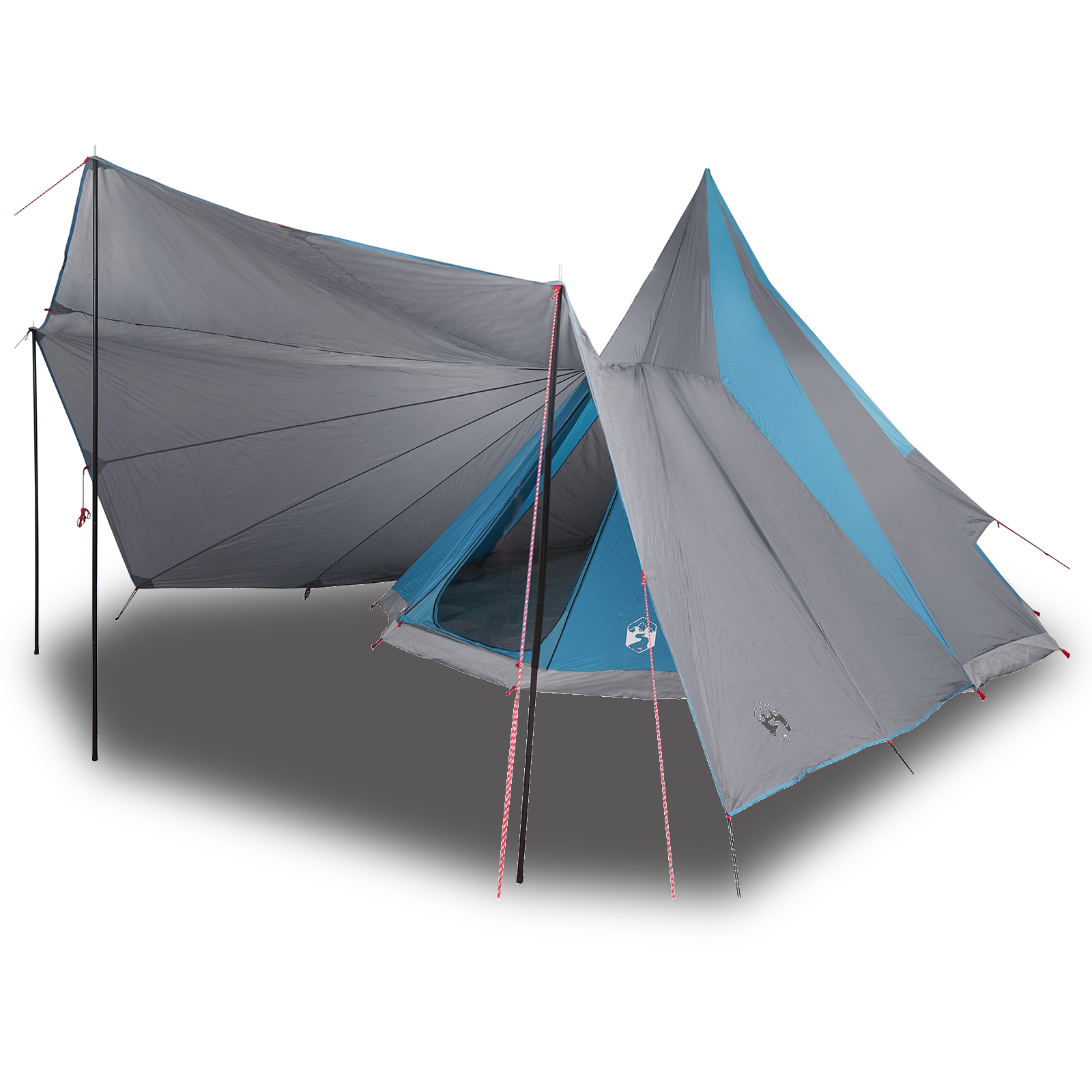 vidaXL Cort de familie Tipi Manual Albastru și Gri 510 x 690 x 330 cm vidaXL Cort de familie Tipi Manual Albastru și Gri 510 x 690 x 330 cm