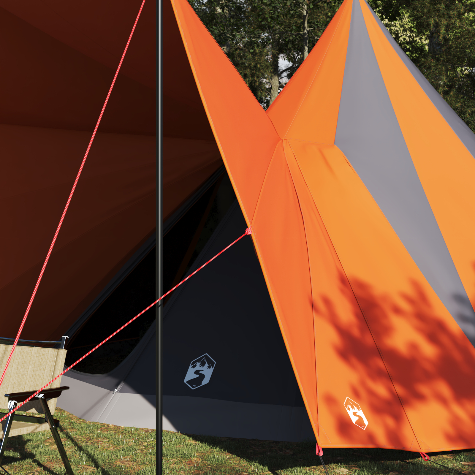 vidaXL Cort de familie Tipi Gri și Portocalie 510 x 690 x 330 cm vidaXL Cort de familie Tipi Gri și Portocalie 510 x 690 x 330 cm