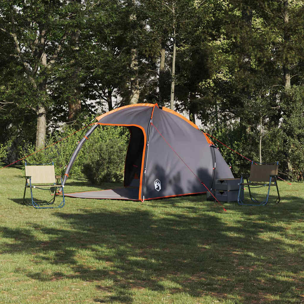vidaXL Cort cu acoperiș Manual Gri și Portocalie 370 x 230 x 185 cm vidaXL Cort cu acoperiș Manual Gri și Portocalie 370 x 230 x 185 cm
