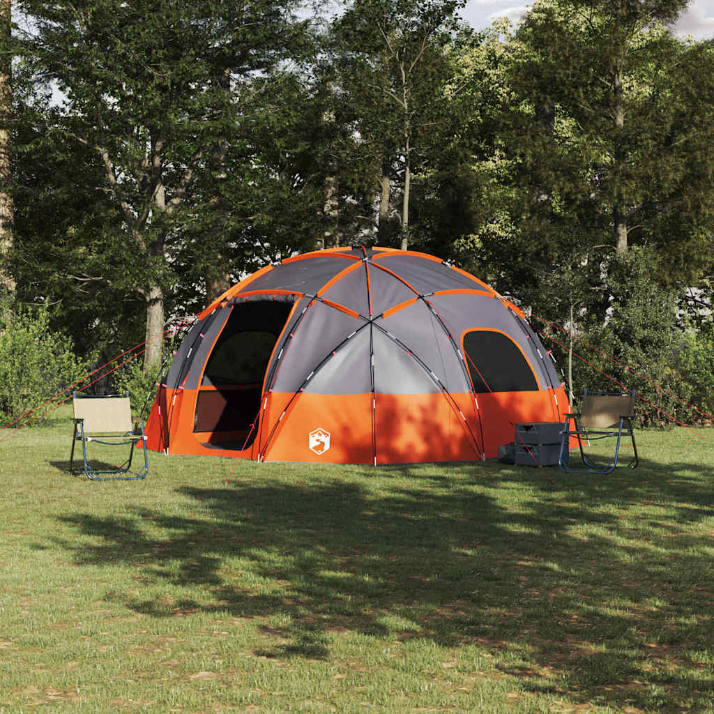 vidaXL Cort de Camping Gri și portocaliu 475 x 475 x 235 cm Poliester