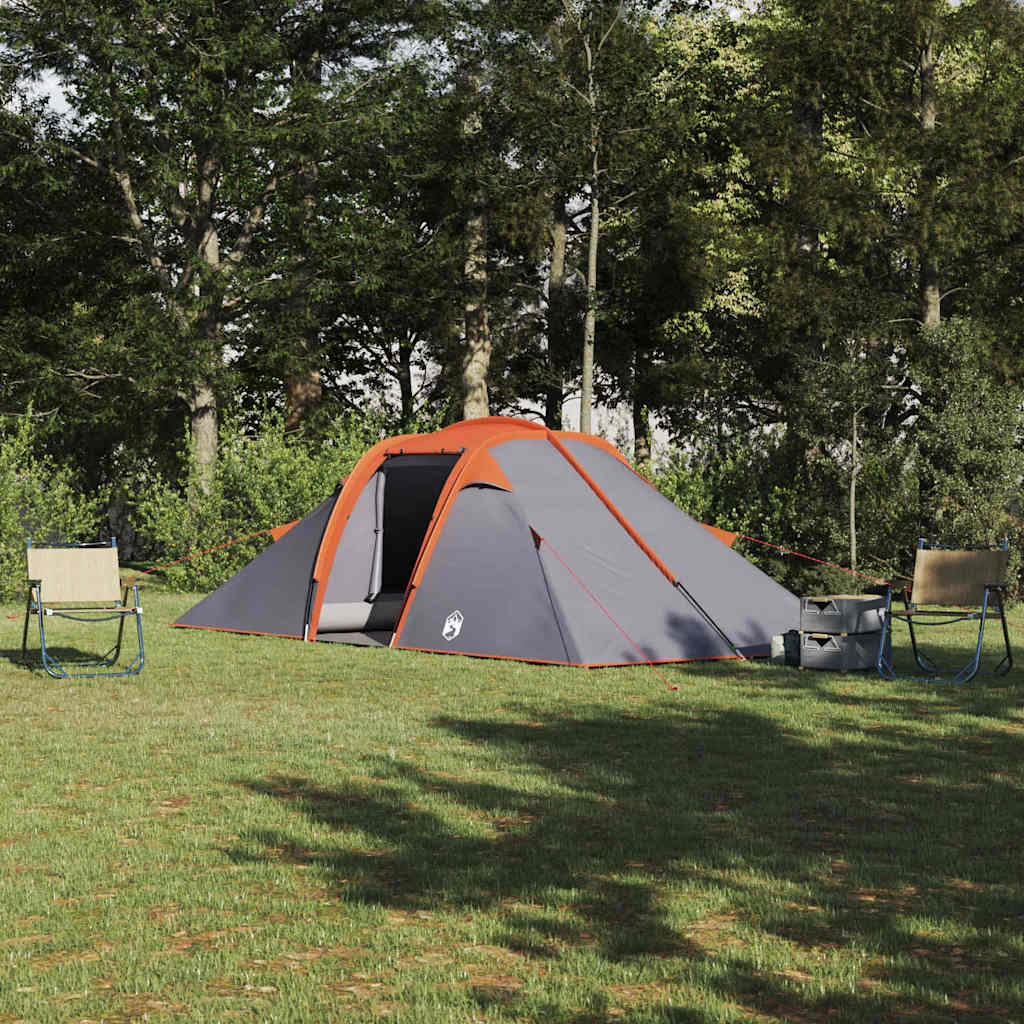 vidaXL Cort Gri și Portocaliu și Negru 510 x 240 x 156 cm Poliester