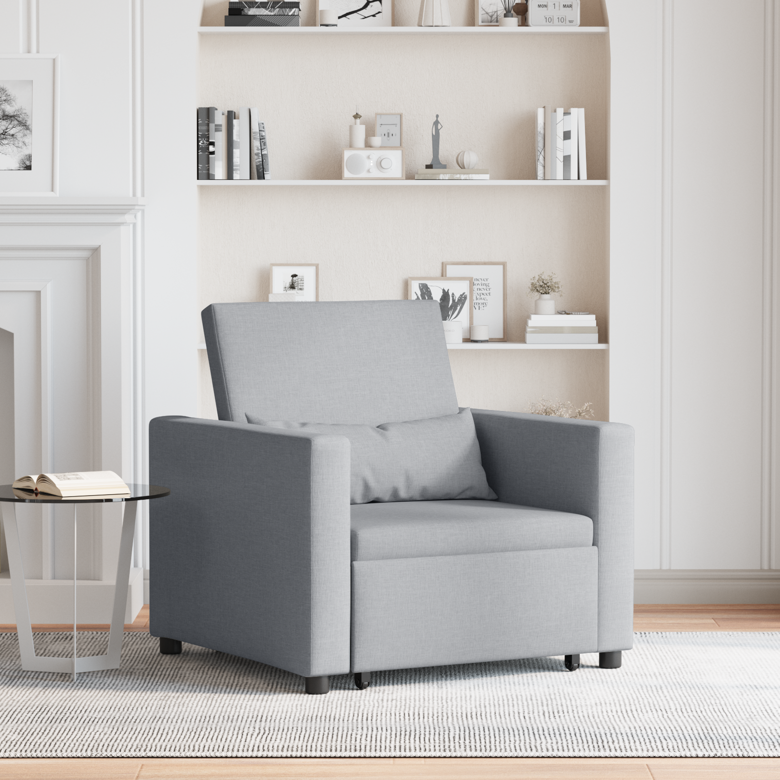 vidaXL Sofa Pat Unilaterala Gri deschis 90 x 165 x 87 cm țesătură