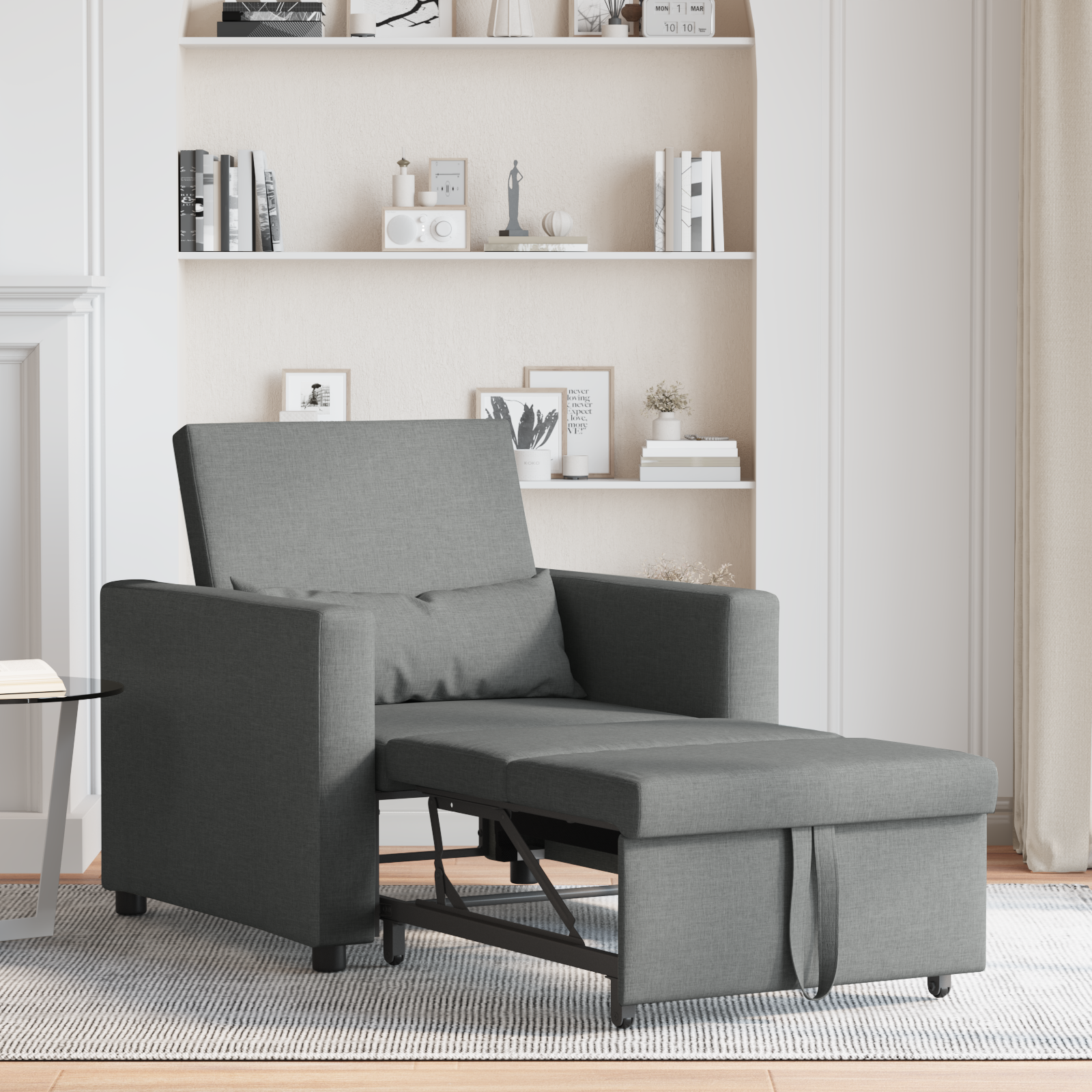 vidaXL fotoliu convertible 3 în 1 gri închis
