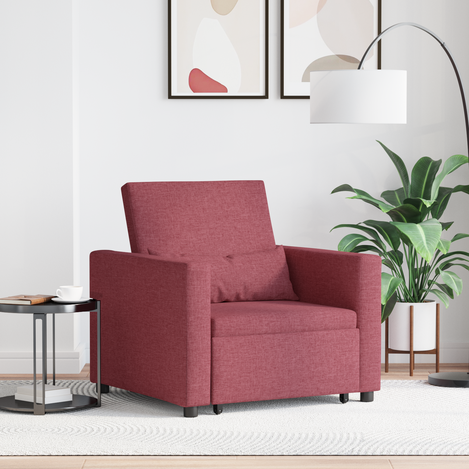 vidaXL Sofa Pat Unilaterala cu roți bordo 90 x 165 x 87 cm țesătură