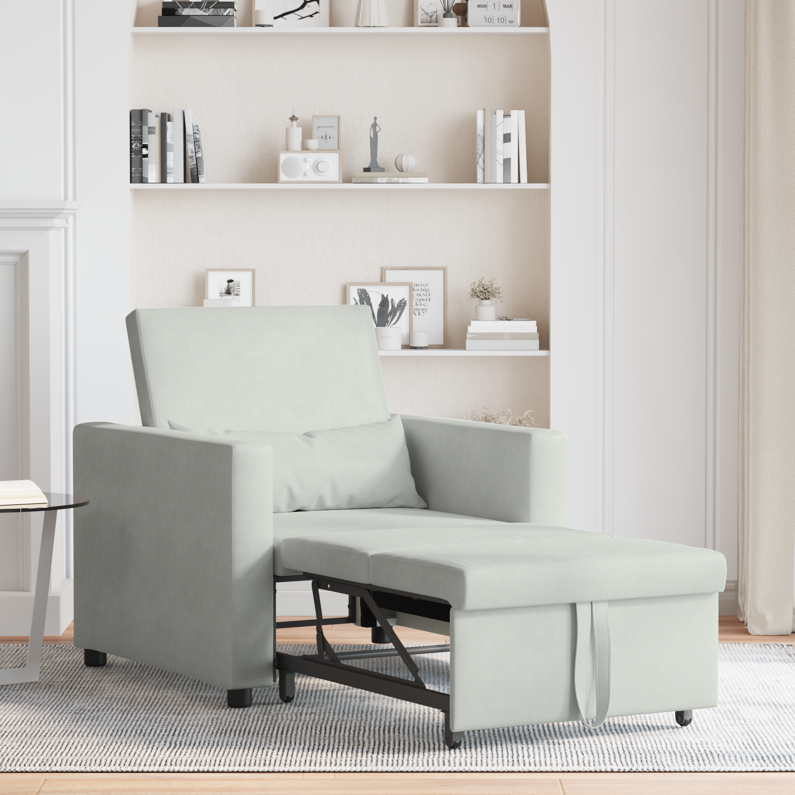 vidaXL Sofa Pat Unilaterala Gri deschis 90 x 165 x 87 cm Catifea