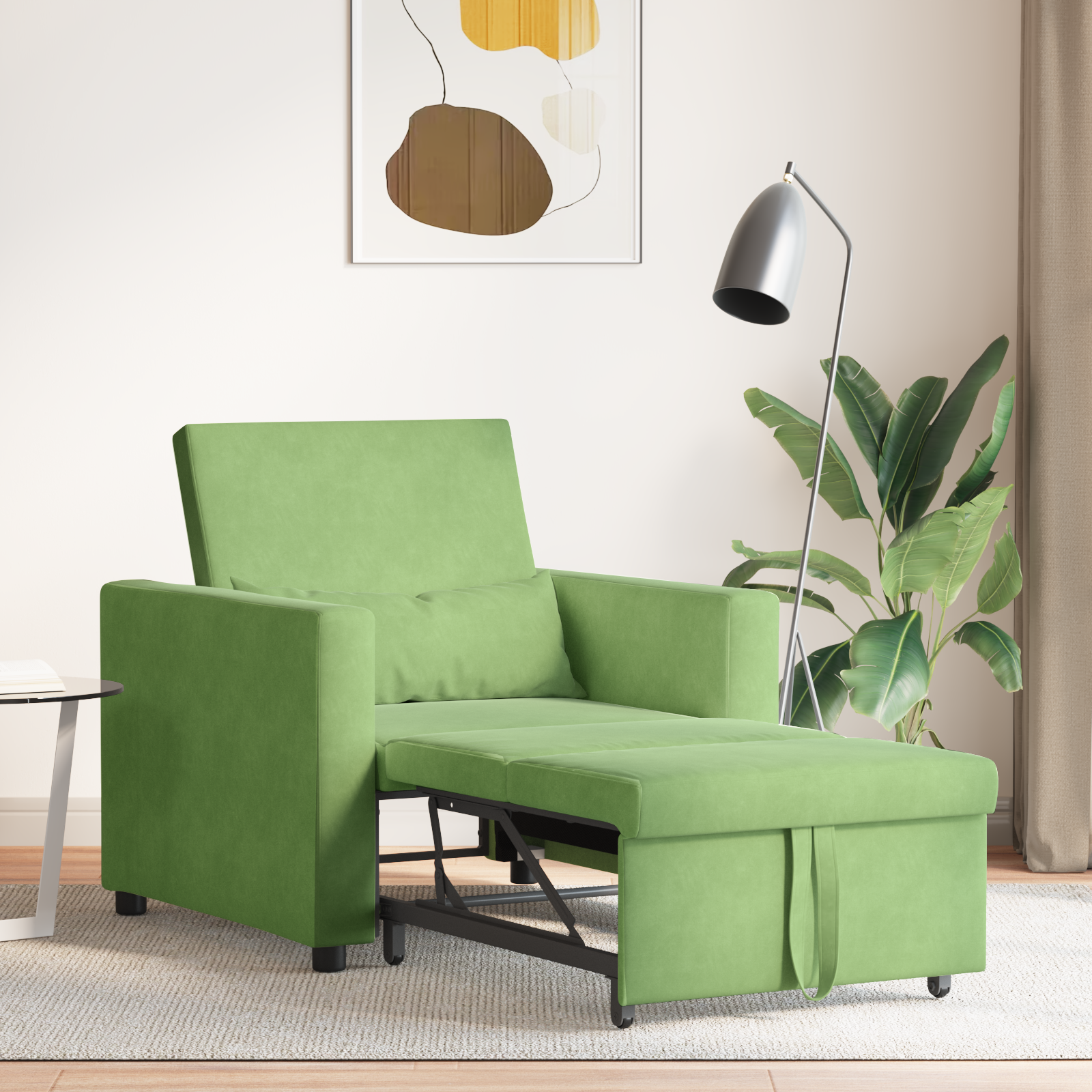 vidaXL Fotoliu Convertibil 3 în 1 Verde Deschis Catifea