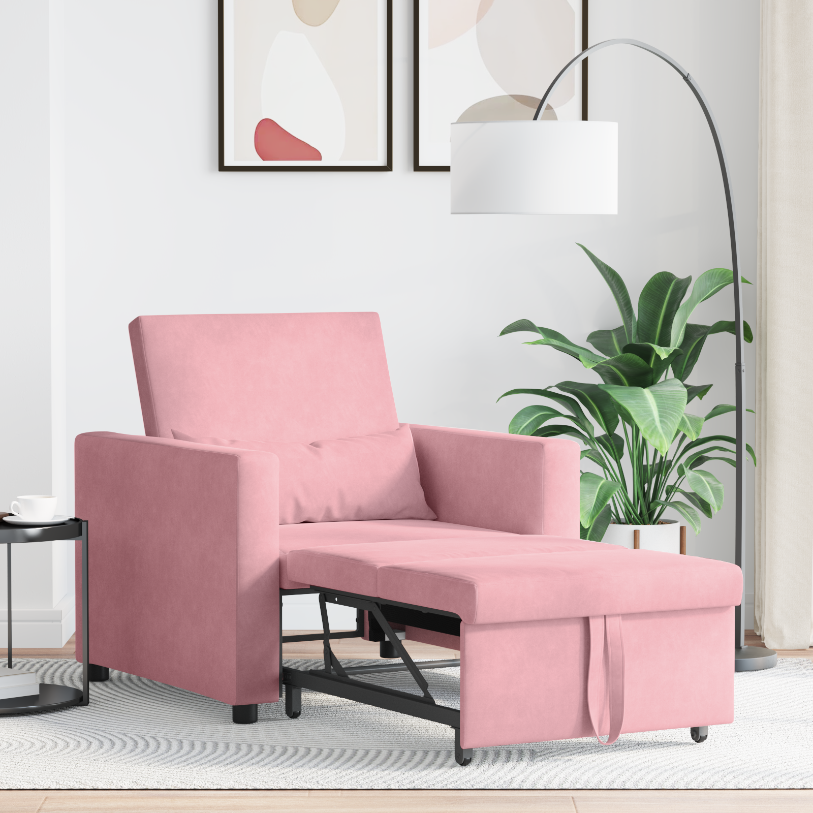 vidaXL Sofa Pat Unilaterala Roz deschis 90 x 165 x 87 cm Catifea vidaXL Sofa Pat Unilaterala Roz deschis 90 x 165 x 87 cm Catifea