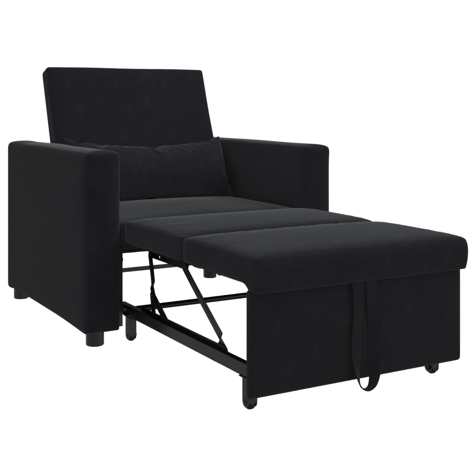 vidaXL Canapea Extensibilă 3 în 1 pentru O Persoană Catifea Neagră