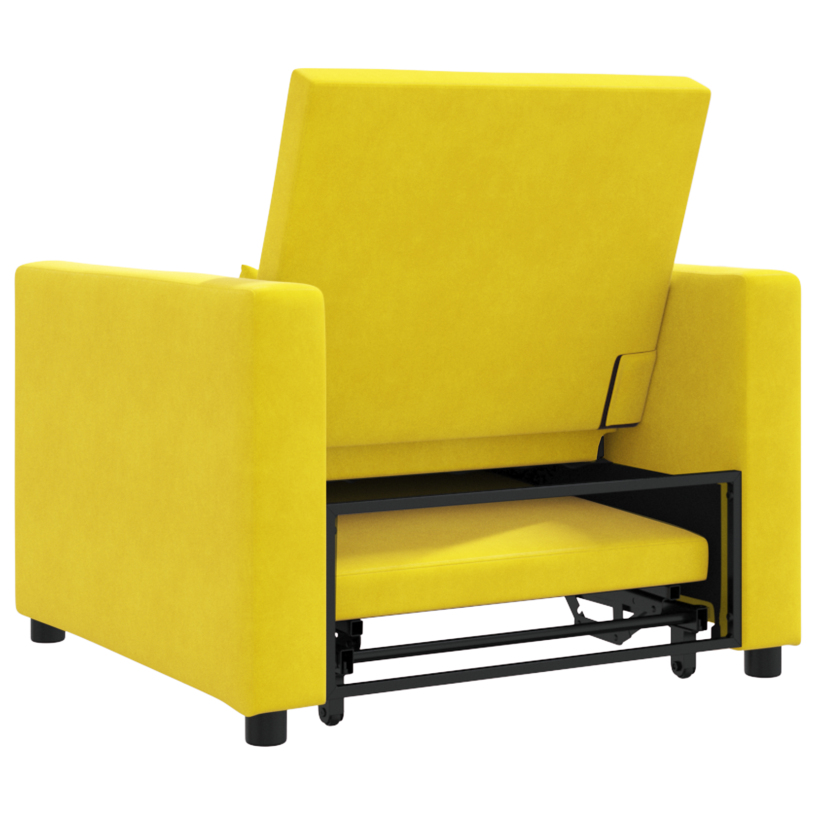vidaXL Sofa Pat Unilaterala cu roți Galben 90 x 165 x 87 cm Catifea
