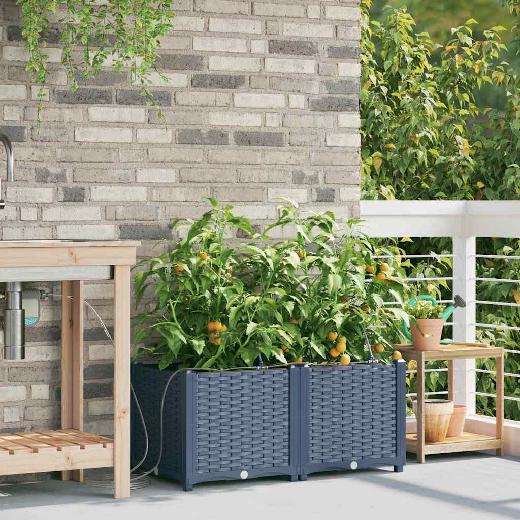 vidaXL Vază pentru Grădină Basketweave cu depozitare Gri 40 x 40 x 126cm Plastic
