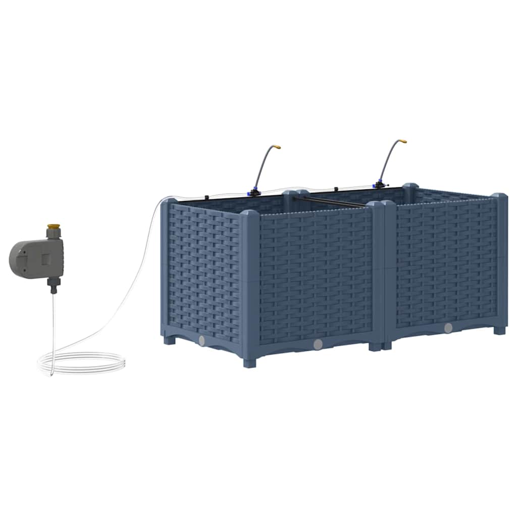 vidaXL Vază pentru Grădină Basketweave cu depozitare Gri 40 x 40 x 126cm Plastic