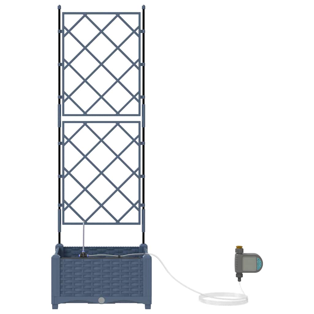 vidaXL Vază pentru Grădină Zăbrele cu depozitare Gri 40 x 40 x 126cm Plastic