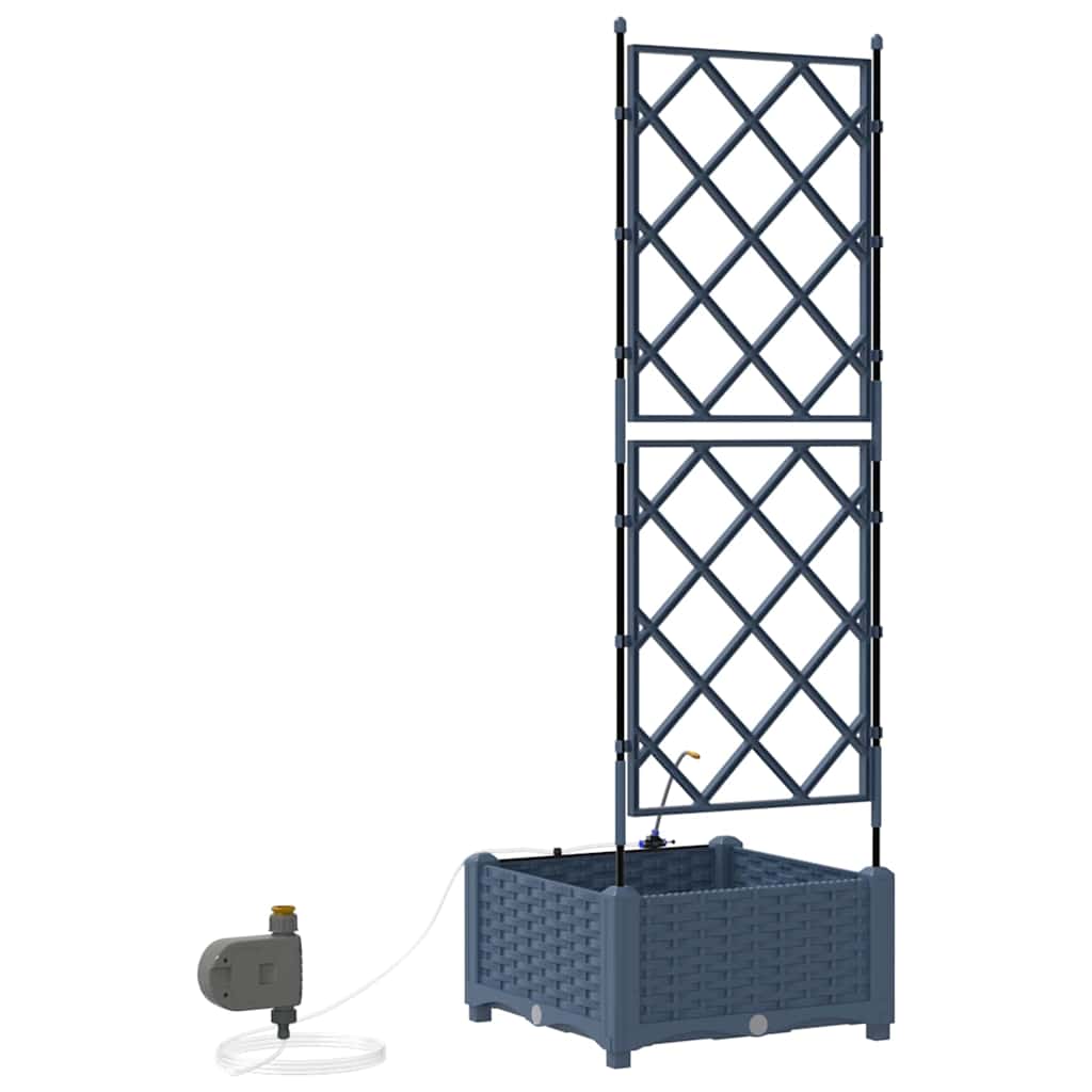 vidaXL Vază pentru Grădină Zăbrele cu depozitare Gri 40 x 40 x 126cm Plastic