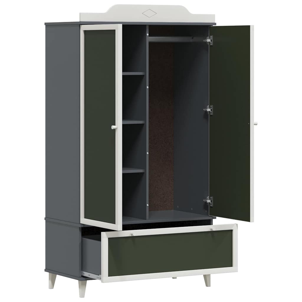 vidaXL Dulap cu tablă de scris cu sertar Gri și alb Lemn compozit