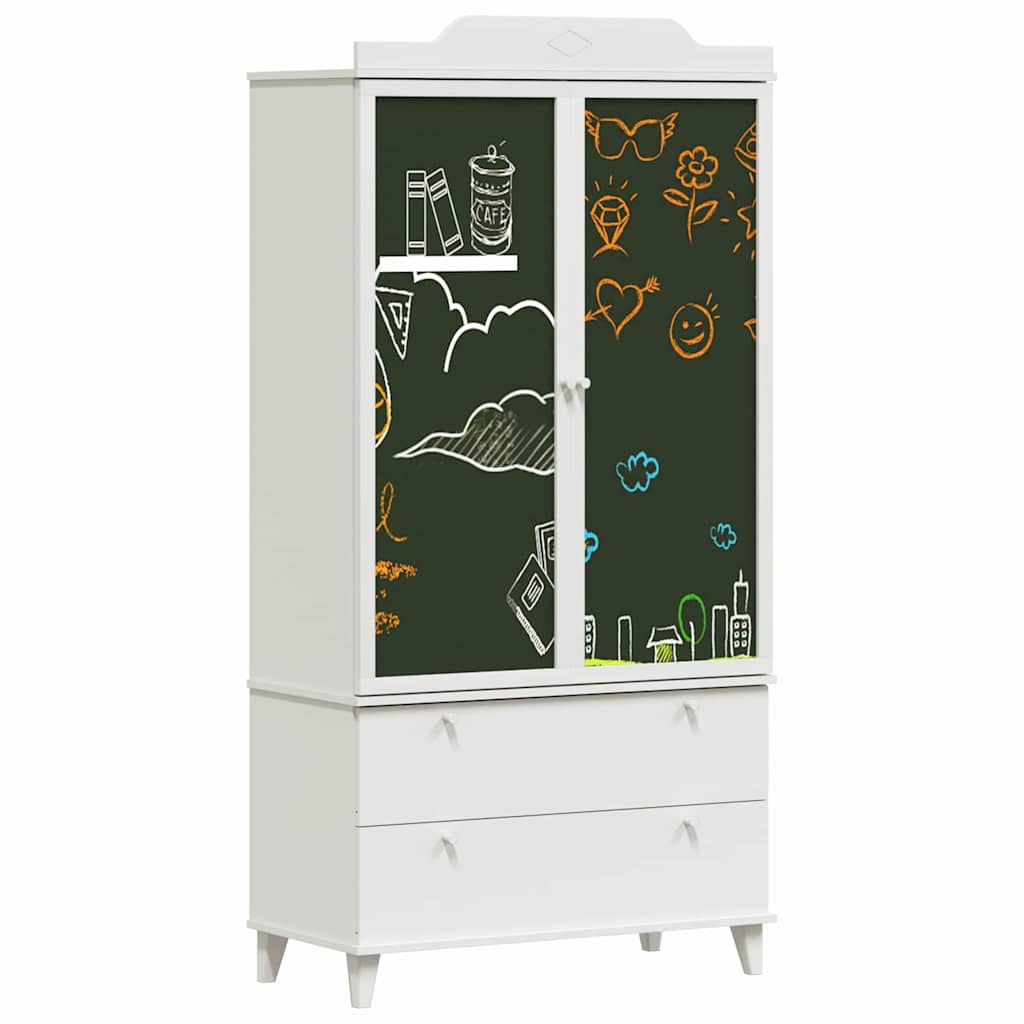 vidaXL Dulap cu tablă de scris Alb 90 x 45 x 180 cm Lemn compozit