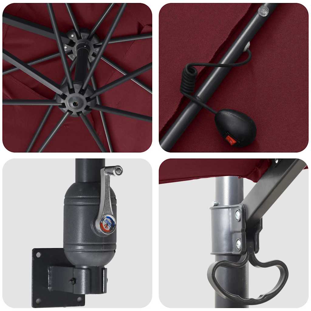 vidaXL Parasol de Grădină Roșu Bordeaux 248,5 x 247,5 x 160 cm