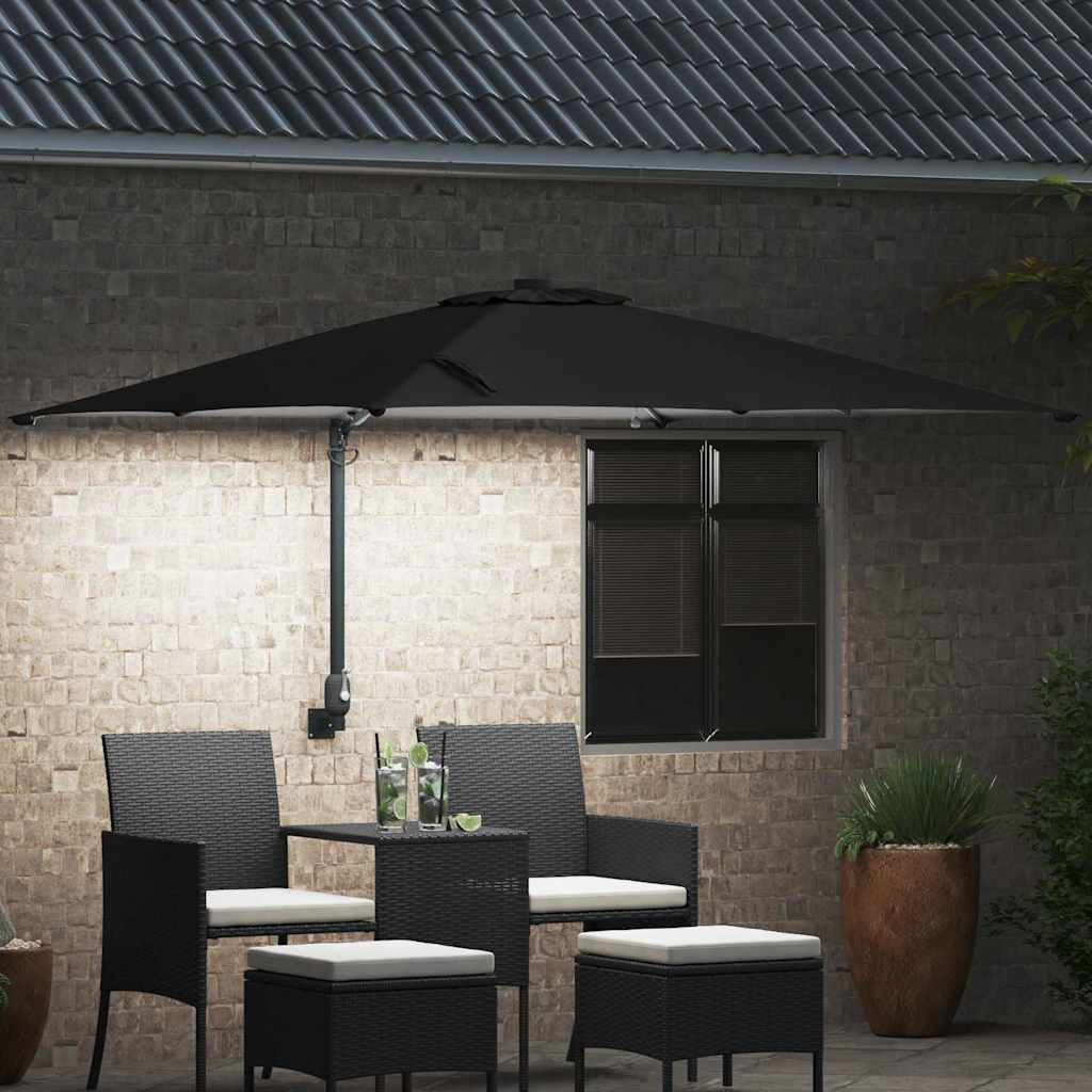 vidaXL Parasol de Grădină Negru 248,5 x 247,5 x 160 cm