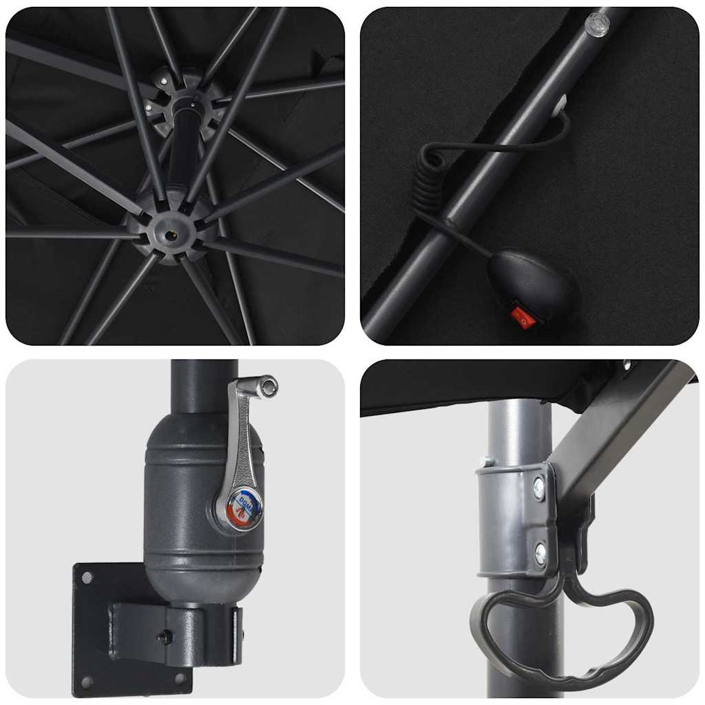 vidaXL Parasol de Grădină Negru 248,5 x 247,5 x 160 cm