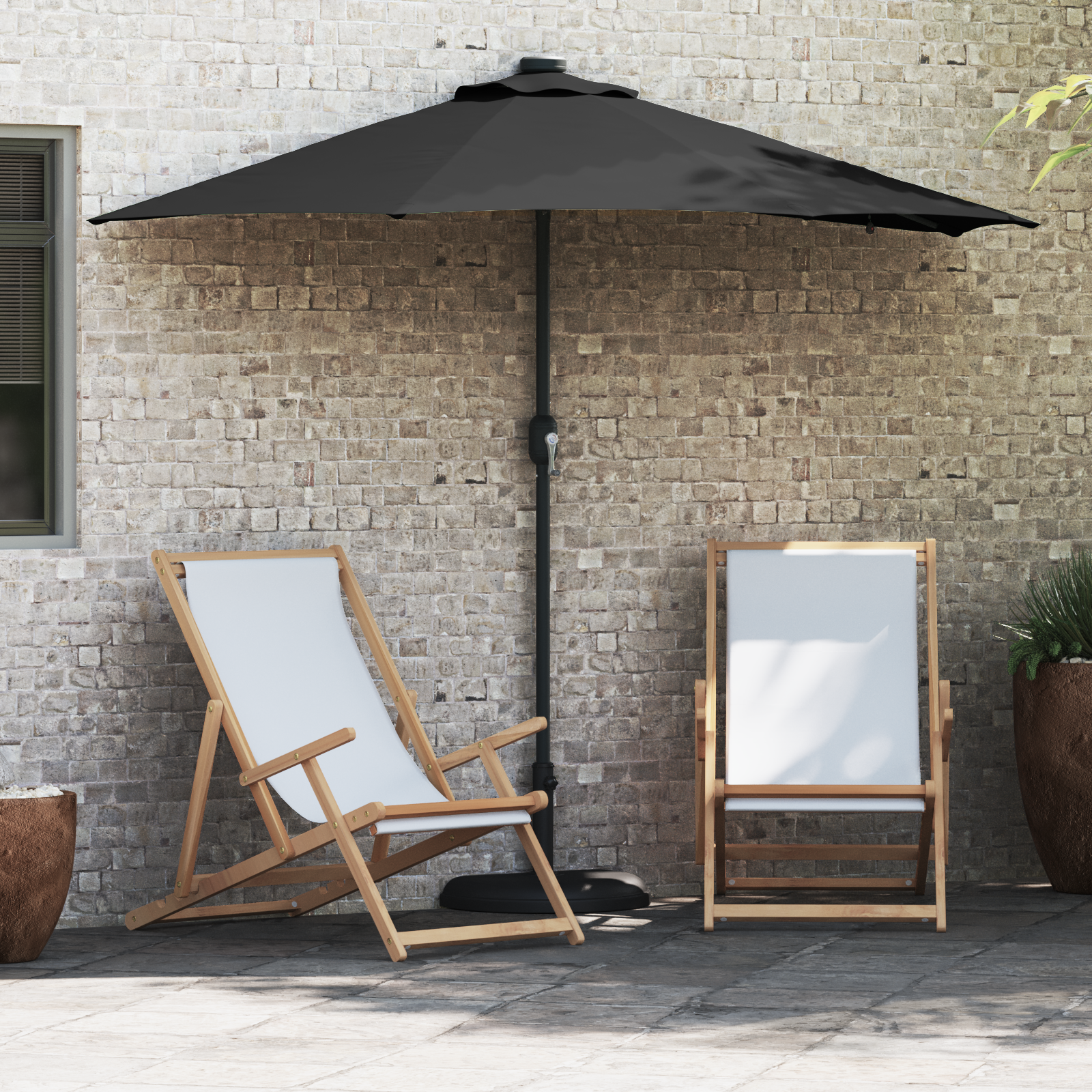 vidaXL Parasol de Grădină Negru 294 x 150 x 223 cm țesătură