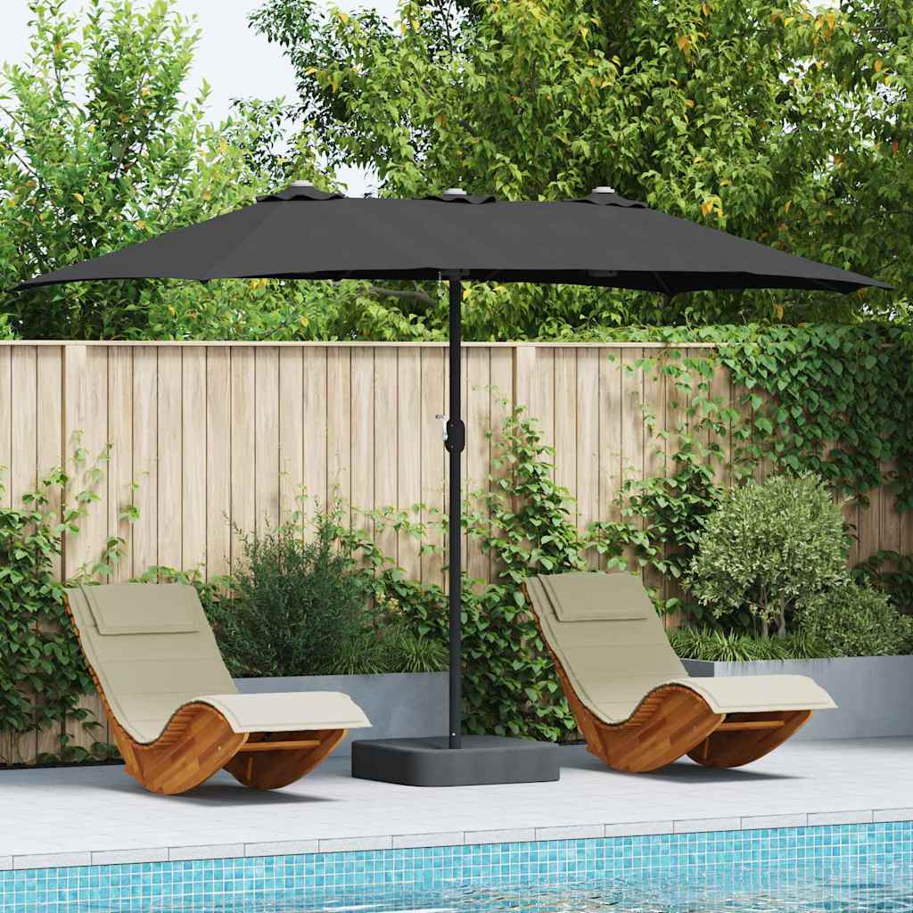 vidaXL Parasol de Grădină Negru 385 x 209 x 244 cm Poliester și oțel