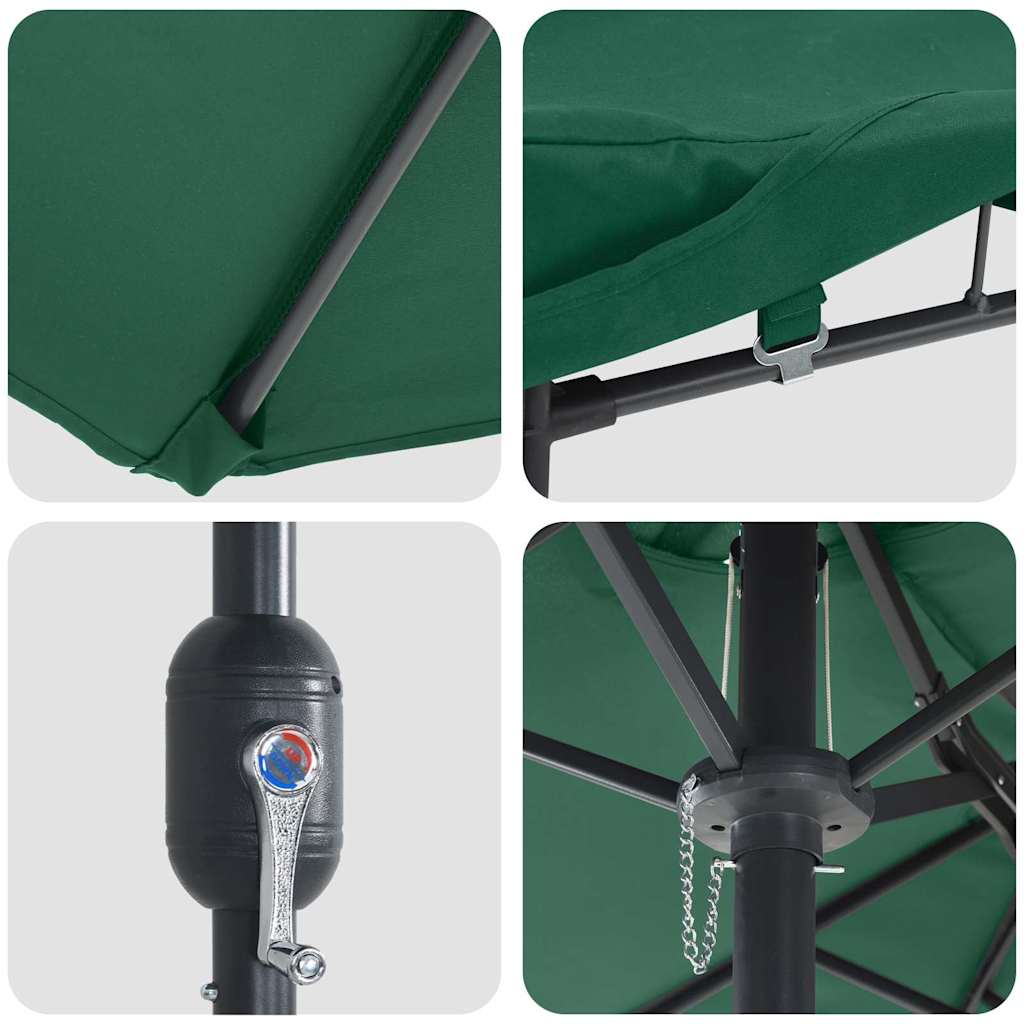 vidaXL Parasol de Grădină Verde 385 x 209 x 244 cm Poliester