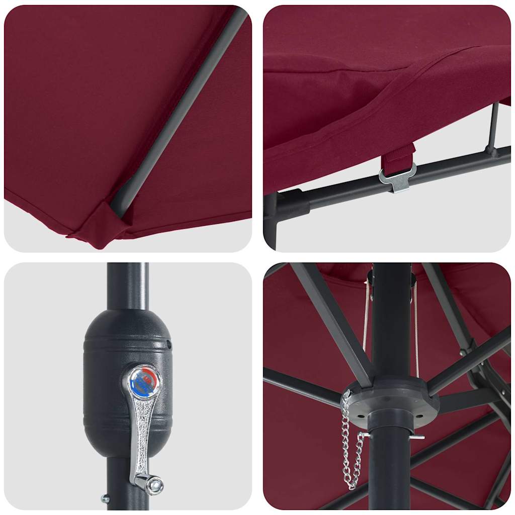 vidaXL Parasol de Grădină Roșu Bordeaux 385 x 209 x 244 cm Poliester
