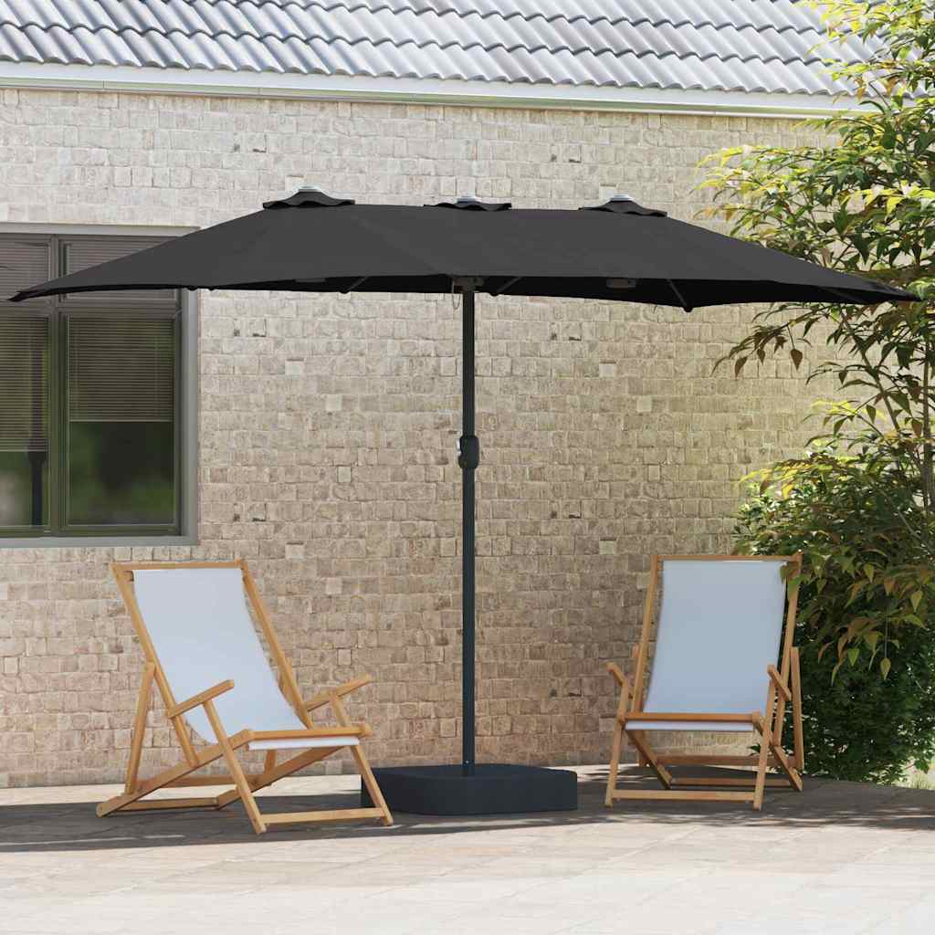 vidaXL Parasol de Grădină Negru 385 x 209 x 244 cm Poliester