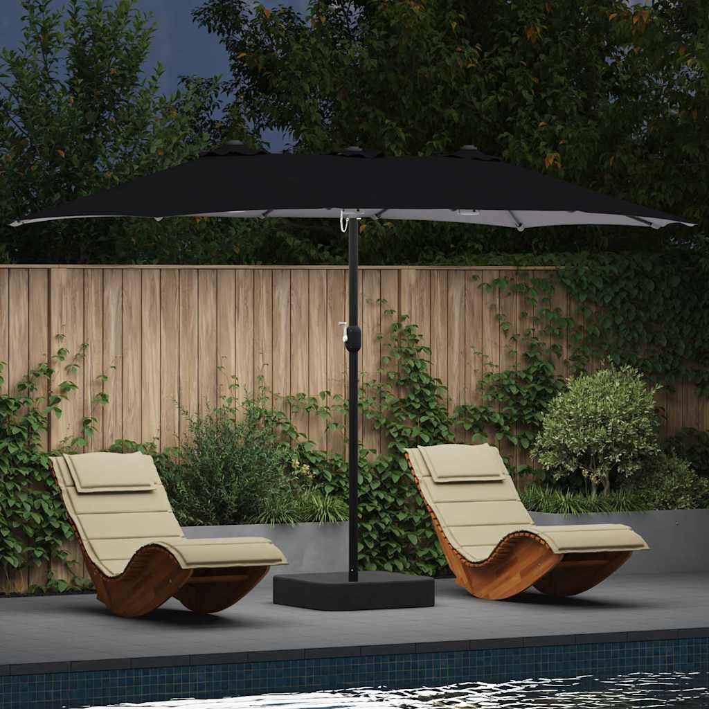 vidaXL Parasol de Grădină Negru 385 x 209 x 244 cm Poliester
