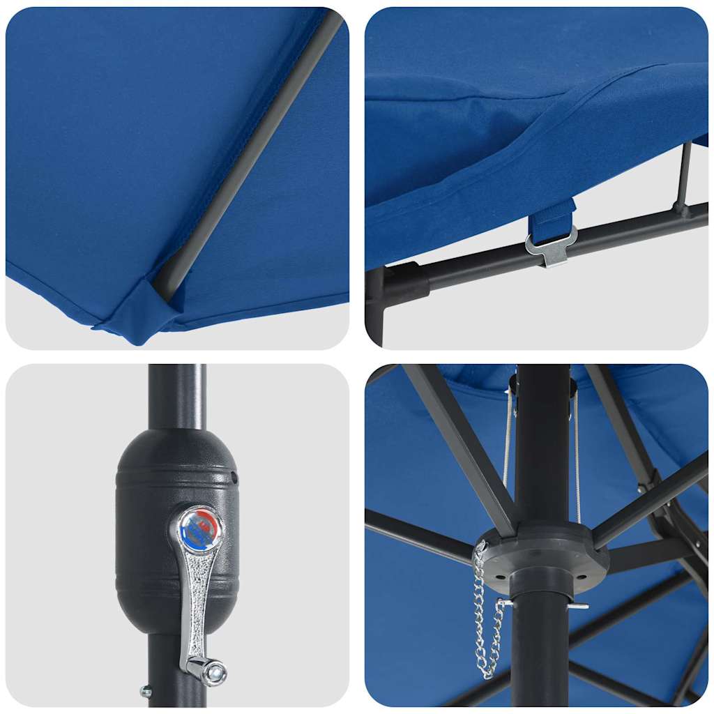 vidaXL Parasol de Grădină Albastru azur 385 x 209 x 244 cm Poliester