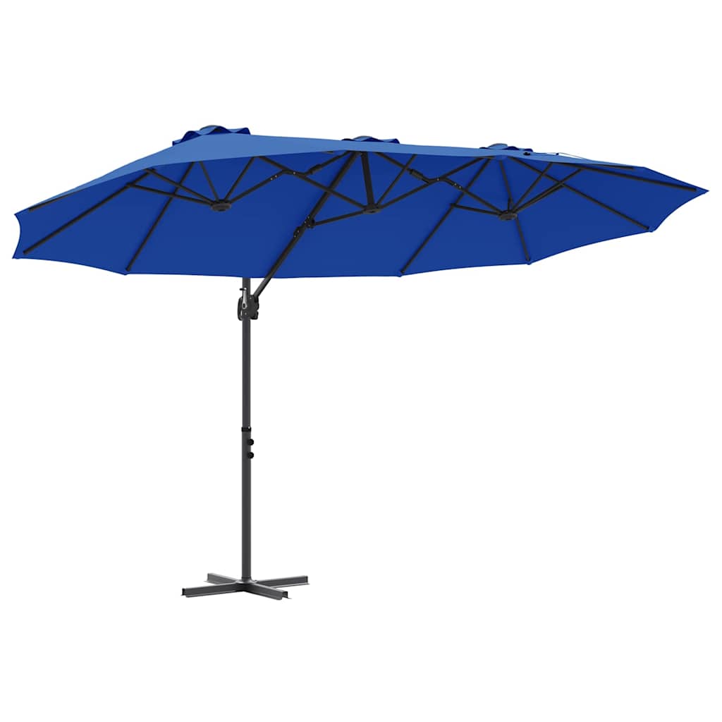 vidaXL Umbrelă de soare Albastru azur 372 x 198 x 243 cm