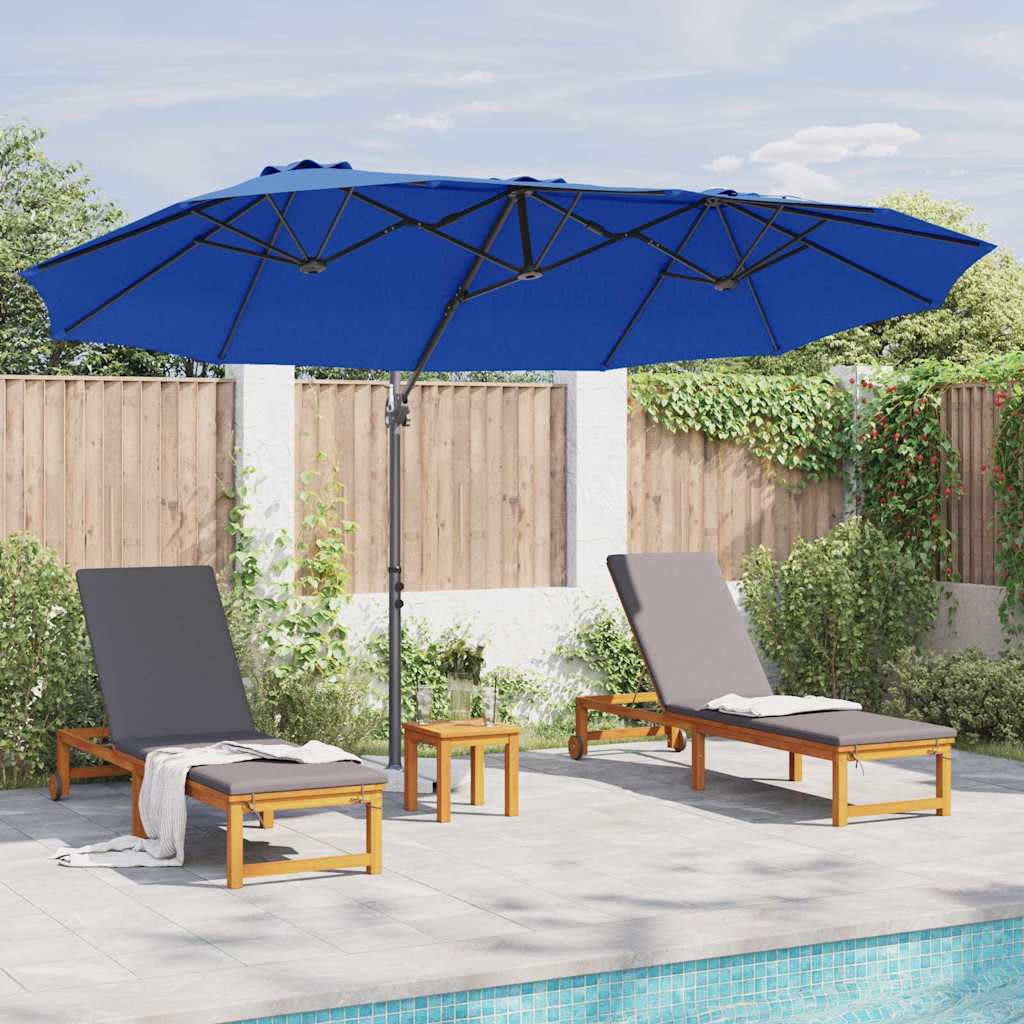 vidaXL Umbrelă de soare Albastru azur 372 x 198 x 243 cm