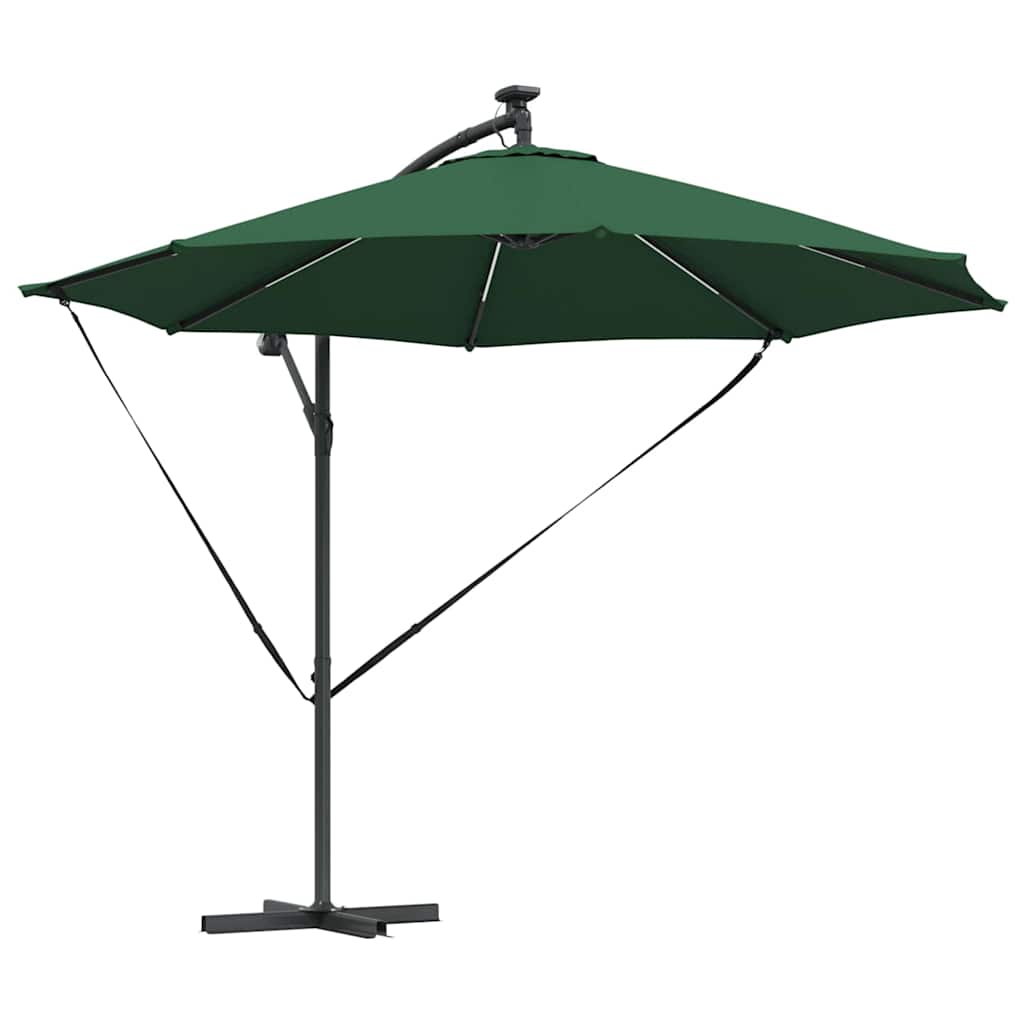 vidaXL Umbrelă de soare Verde 294 x 294 x 248 cm Poliester și Aluminiu