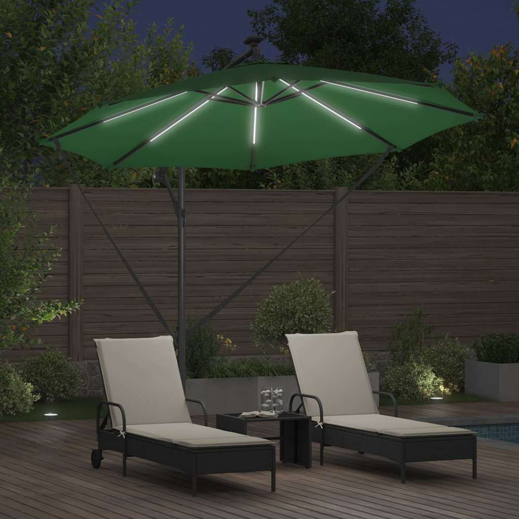 vidaXL Umbrelă de soare Verde 294 x 294 x 248 cm Poliester și Aluminiu