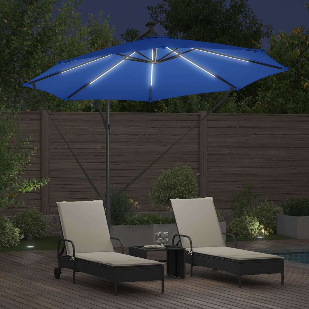 vidaXL Umbrelă de soare Albastru azur 294 x 294 x 248 cm