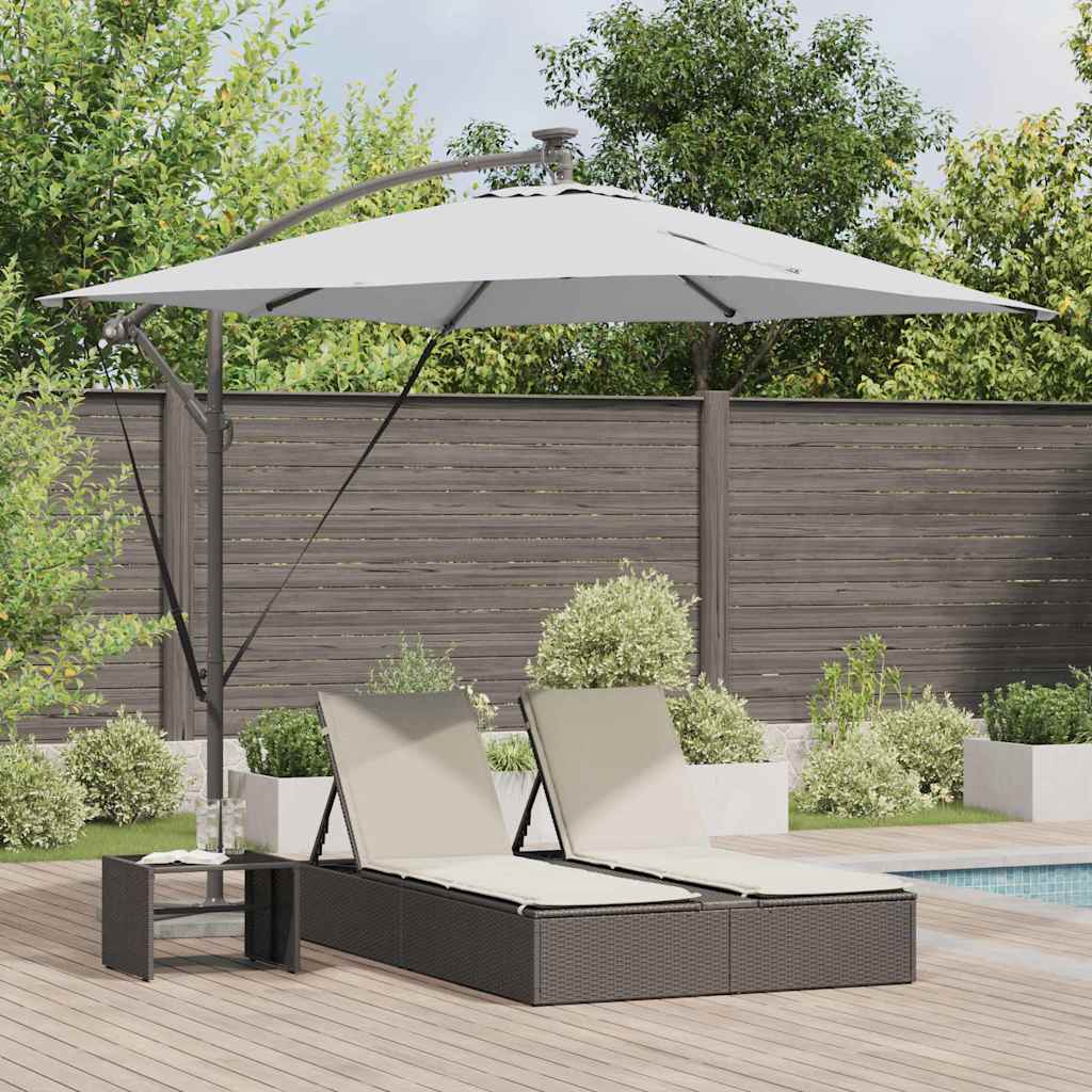vidaXL Parasol banana cu brațe Nisipiu 249 x 249 x 250 cm
